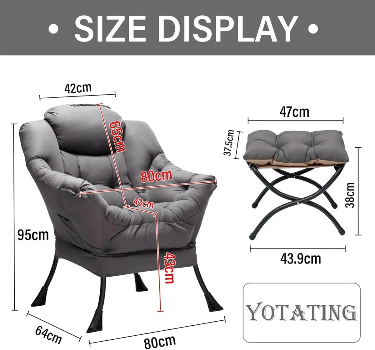 Comfy Armchair with Footstool Lazy Chair Ottoman - Image 3