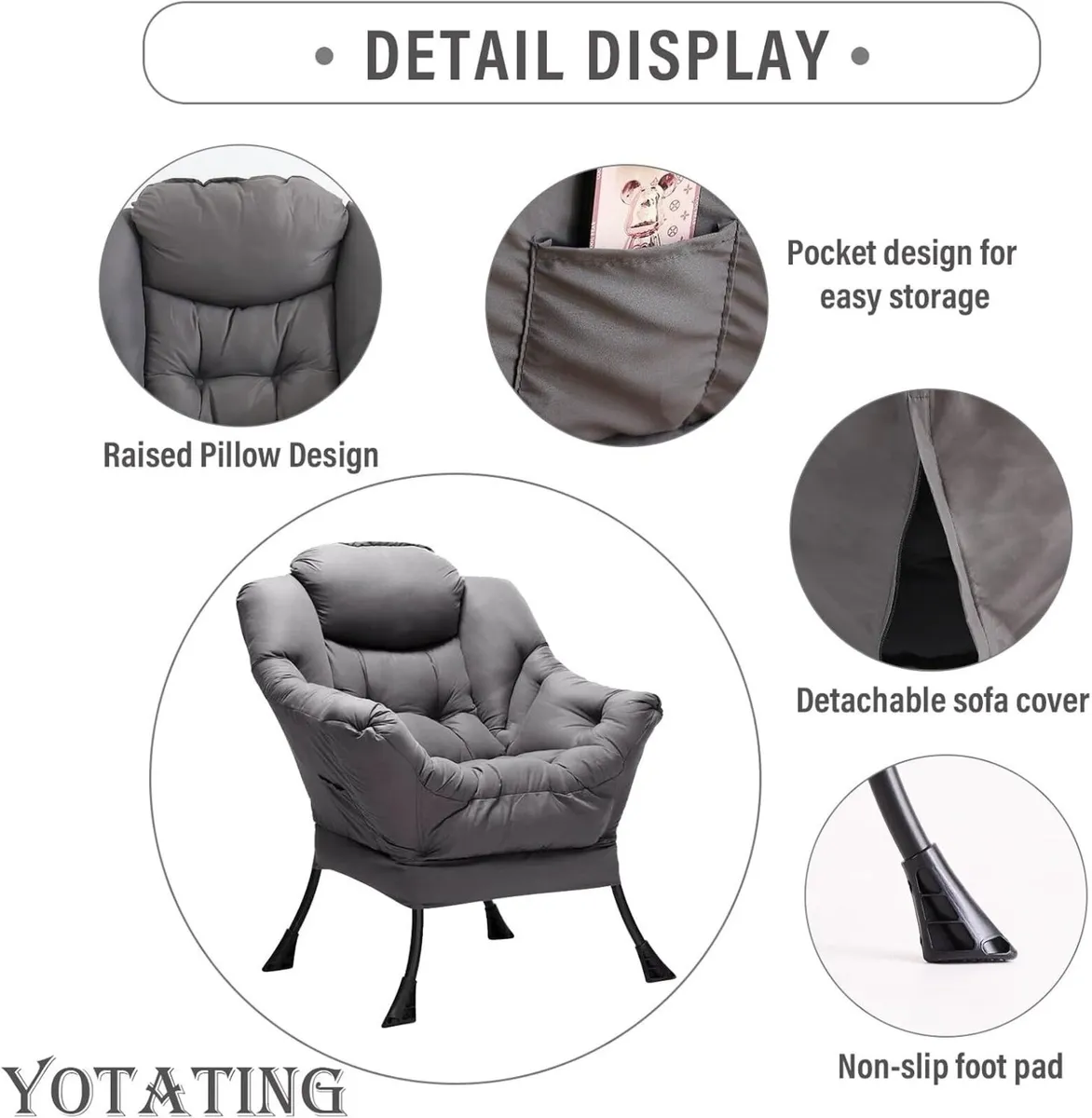 Comfy Armchair with Footstool Lazy Chair Ottoman - Image 4