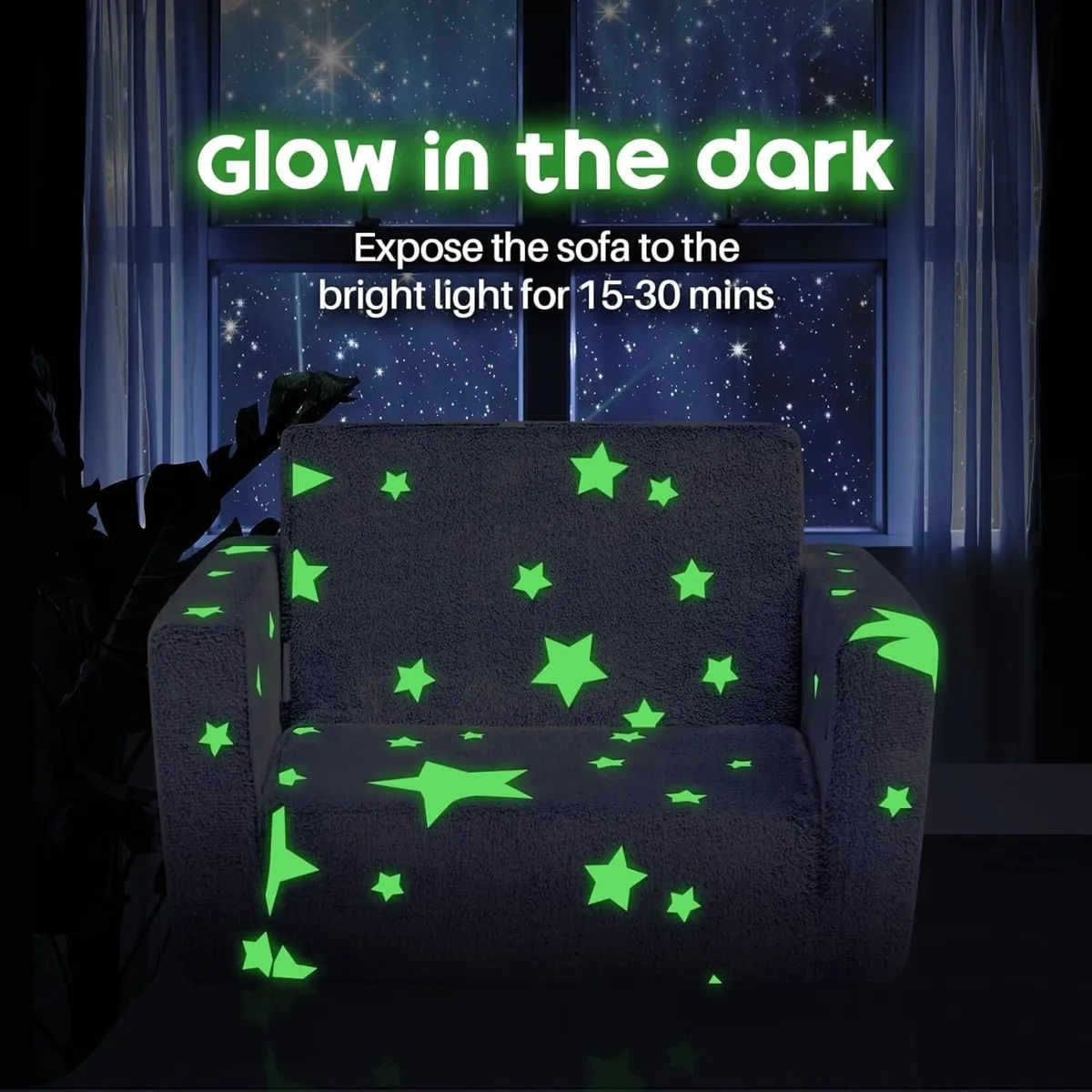 Kids Sofa Bed 2-in-1 Flip Out Cuddly Flannel - Image 4