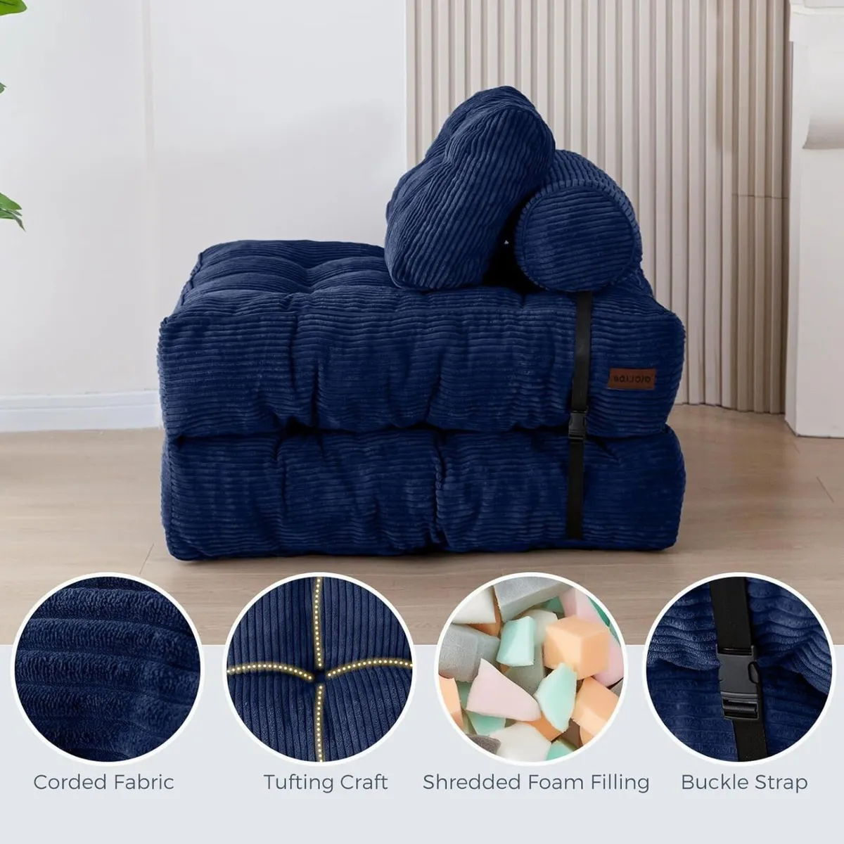Folding Sofa Bed Convertible Sleeper Chair with - Image 3