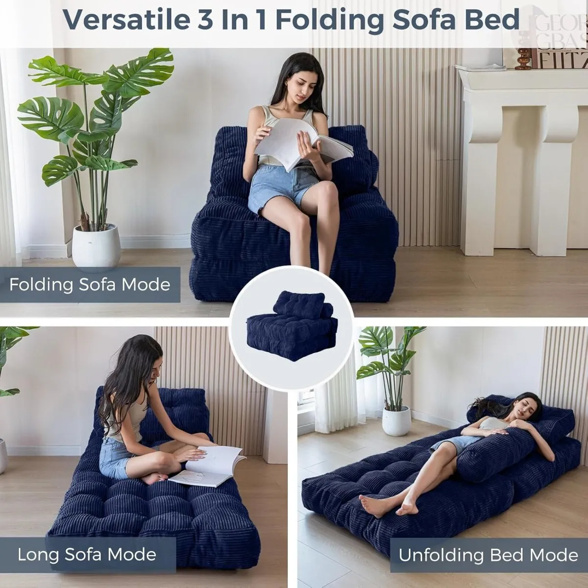 Folding Sofa Bed Convertible Sleeper Chair with - Image 4