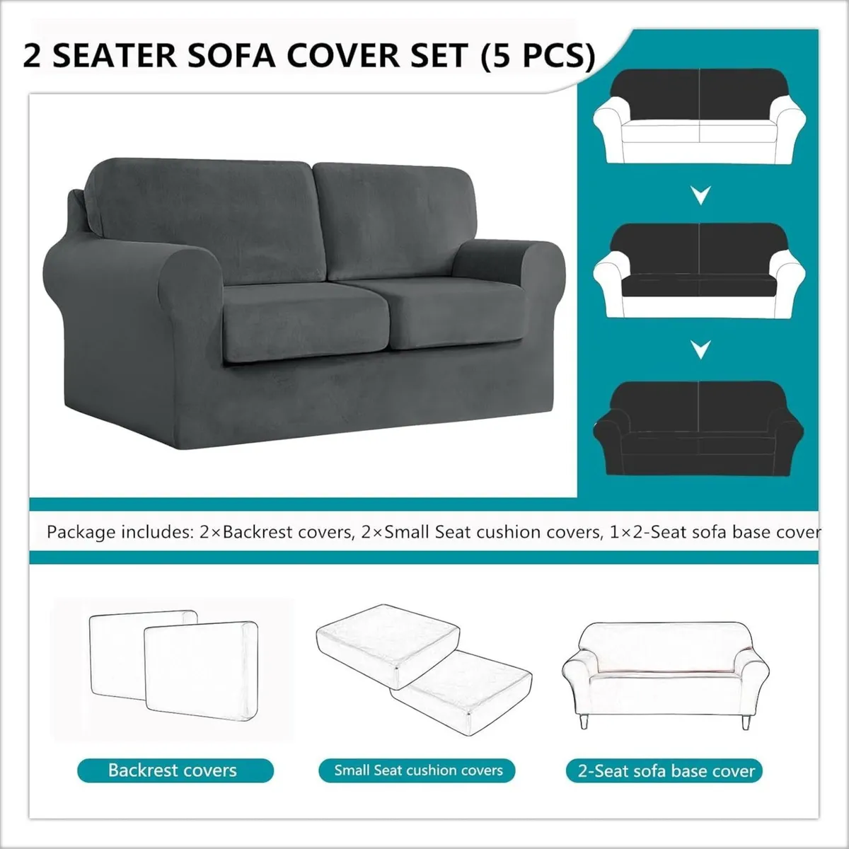 Sofa Cover with Separate Seat Cushions and - Image 4