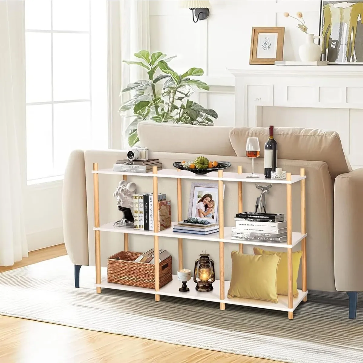 Bookcase White Bookshelf 6 Cube Storage Unit - Image 2