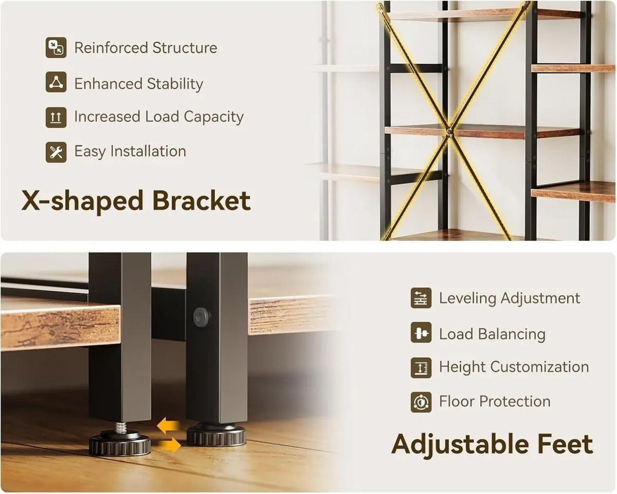 Triple Bookshelf Large Bookcase with 14 Open - Image 4