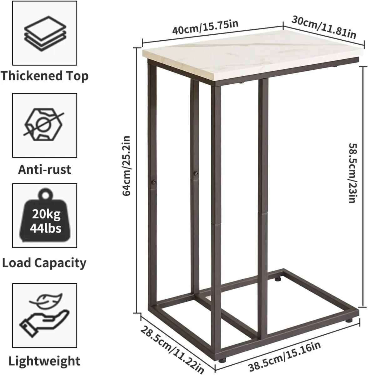 Set of 2 C Shaped End Table for Sofa Bedside - Image 3