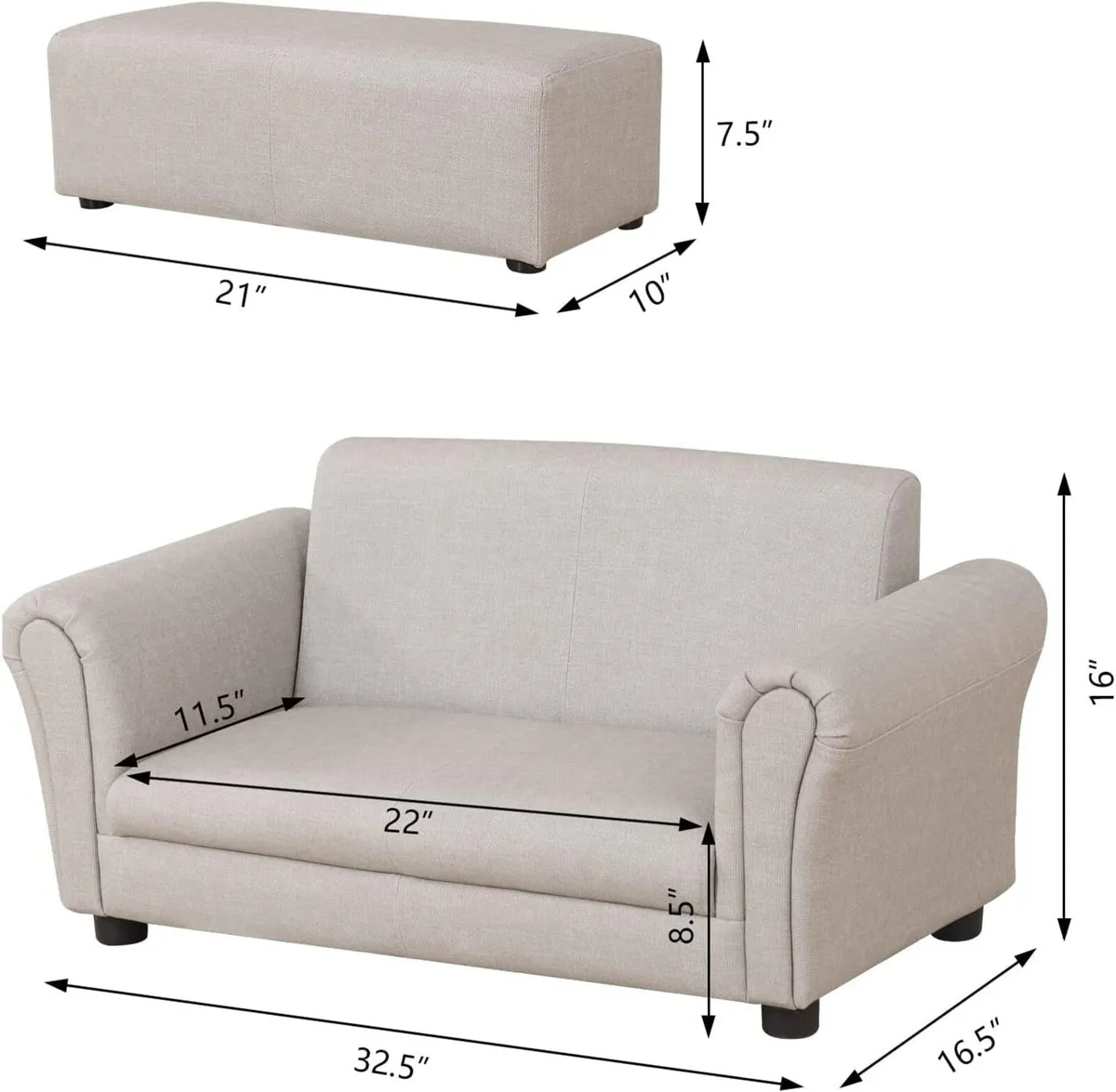 Kids Sofa Couch with Ottoman/PVC Leather Toddler - Image 3