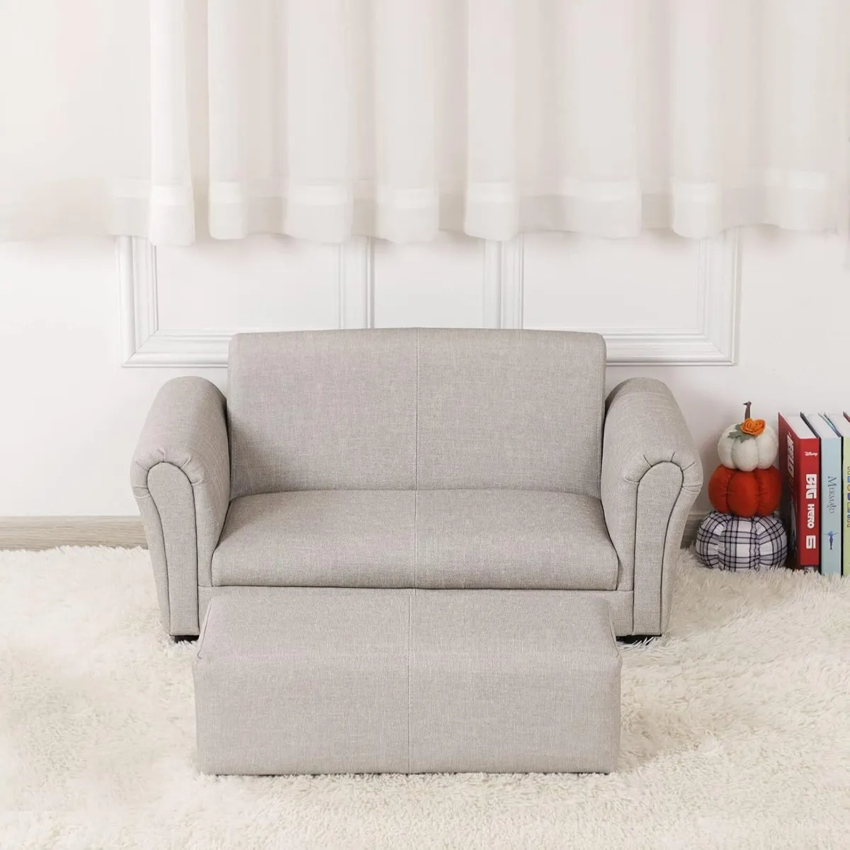 Kids Sofa Couch with Ottoman/PVC Leather Toddler - Image 4