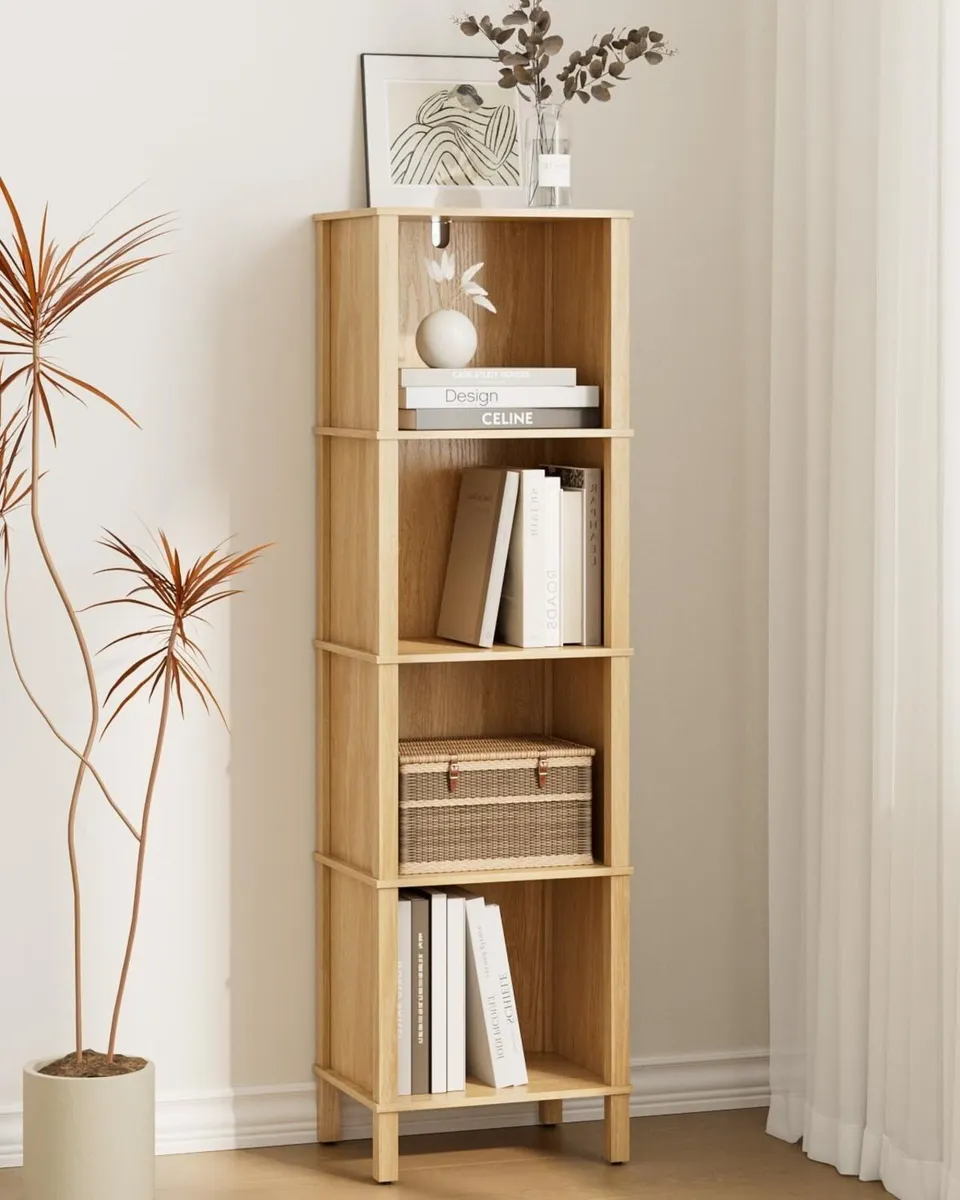 Bookcase 4 Tier Corner Bookshelf Display Shelving - Image 1