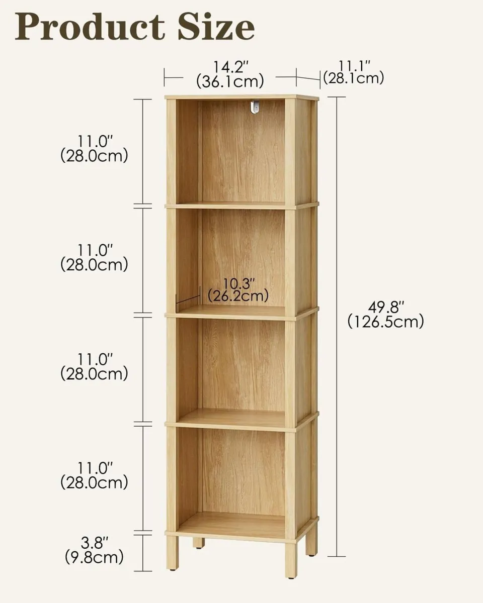 Bookcase 4 Tier Corner Bookshelf Display Shelving - Image 2