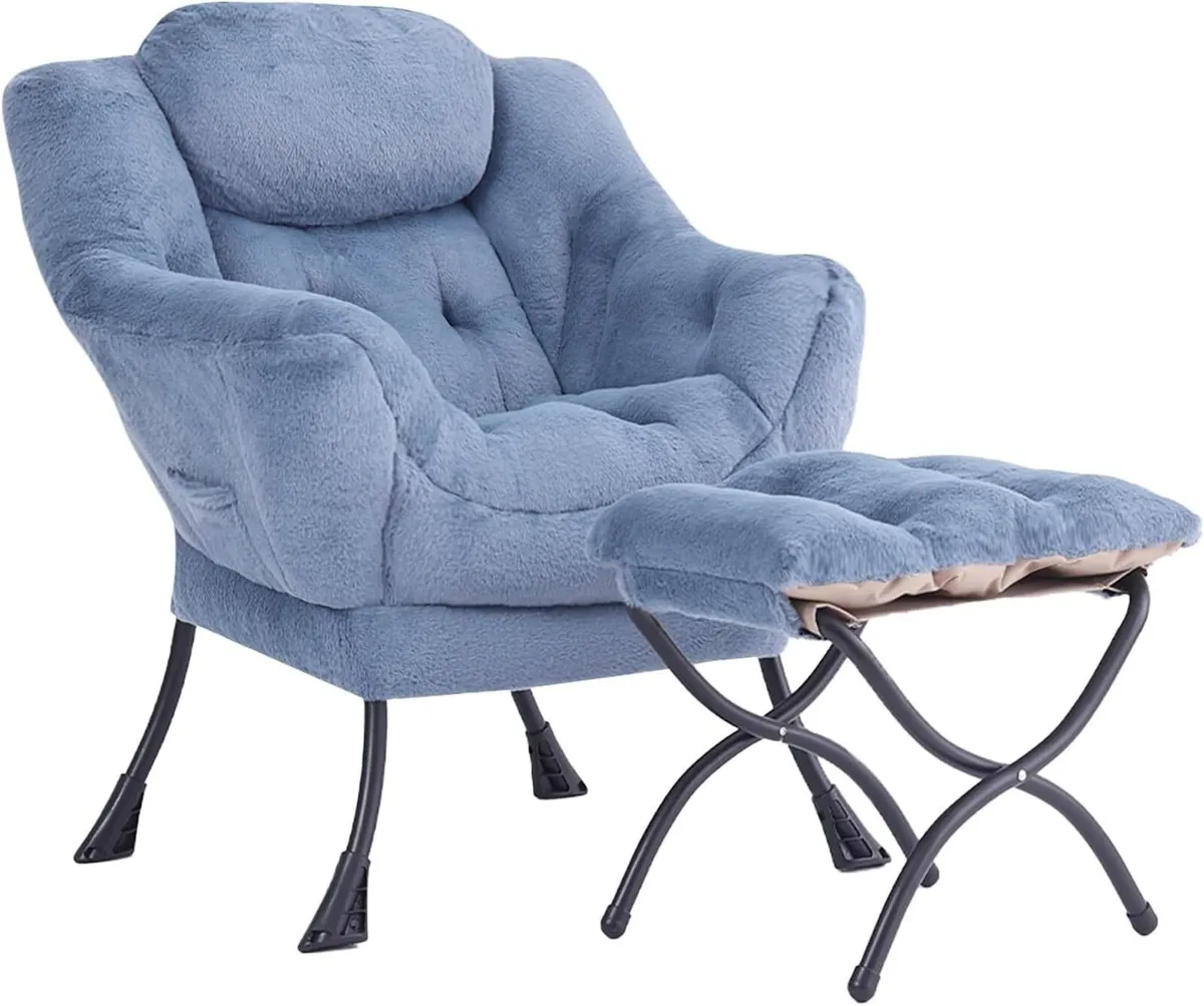 Comfy Armchair with Footstool Lazy Chair Ottoman - Image 1