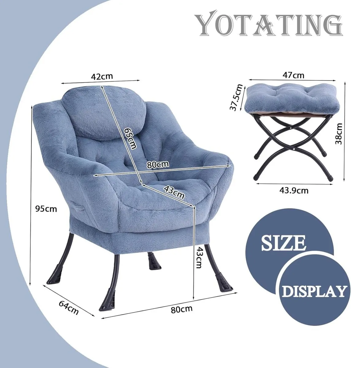 Comfy Armchair with Footstool Lazy Chair Ottoman - Image 3