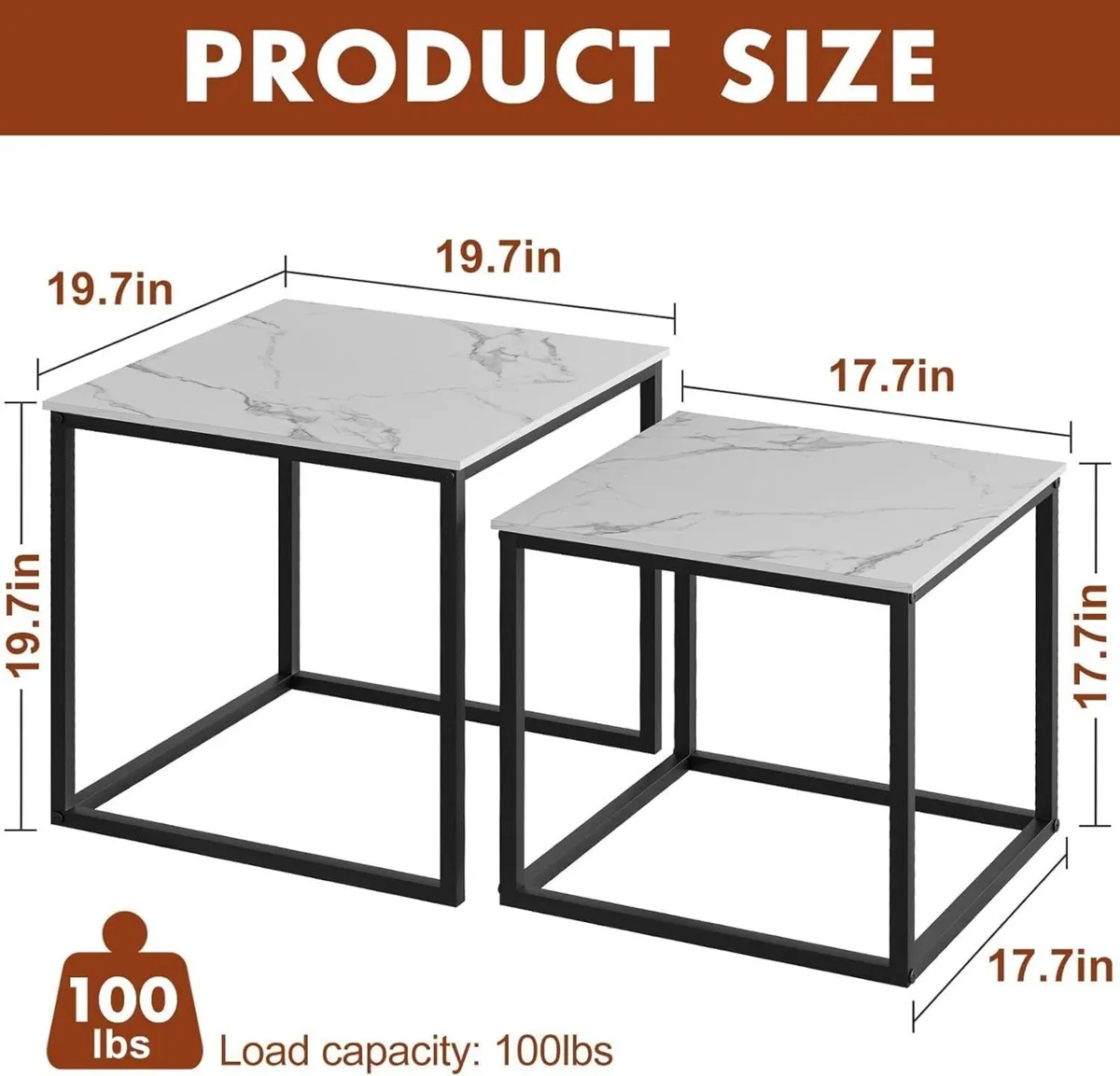 Nesting Tables Set of 2 End Table Coffee Side - Image 3