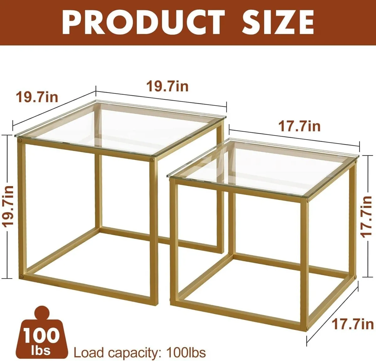 Nesting Tables Set of 2 End Table Coffee Side - Image 3