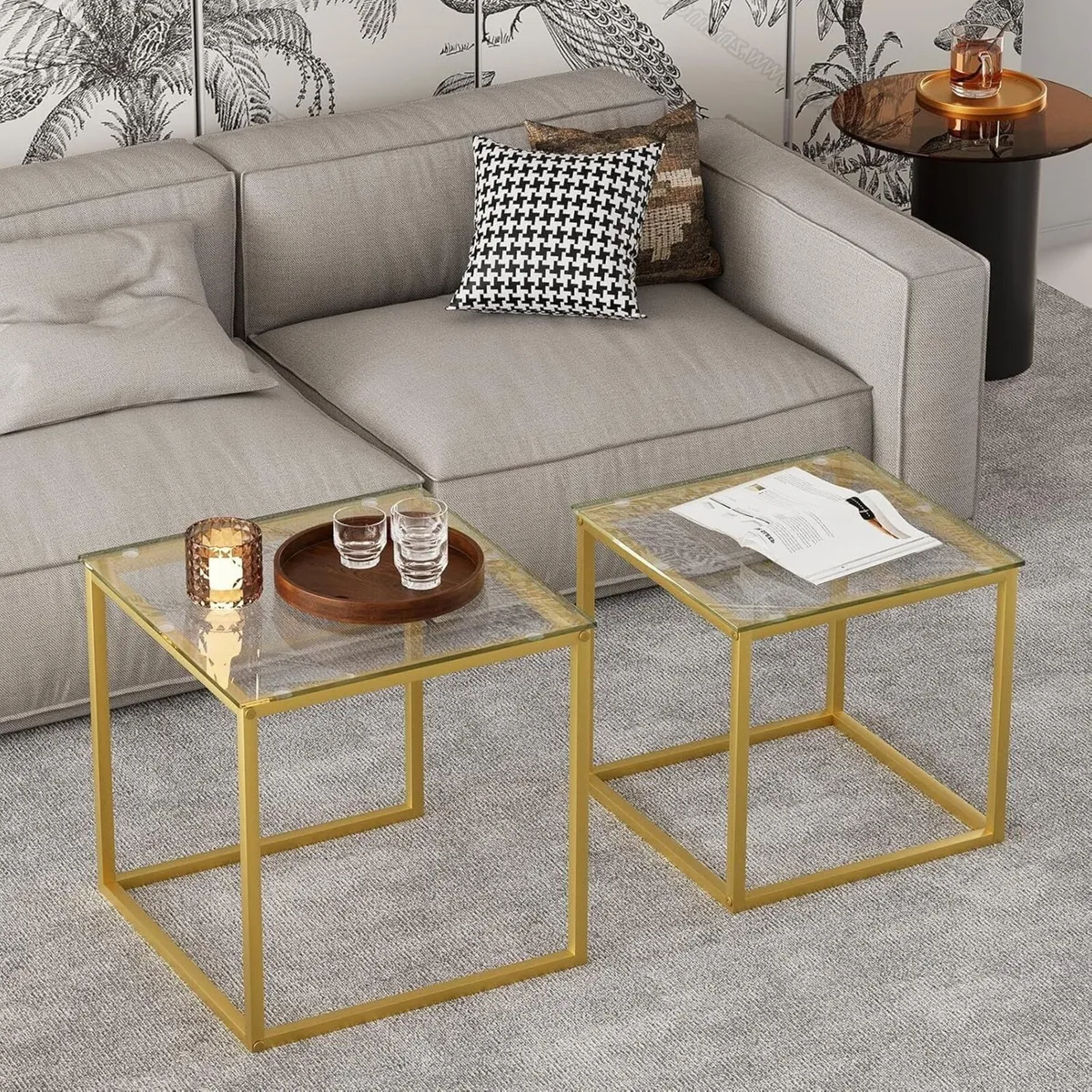 Nesting Tables Set of 2 End Table Coffee Side - Image 4