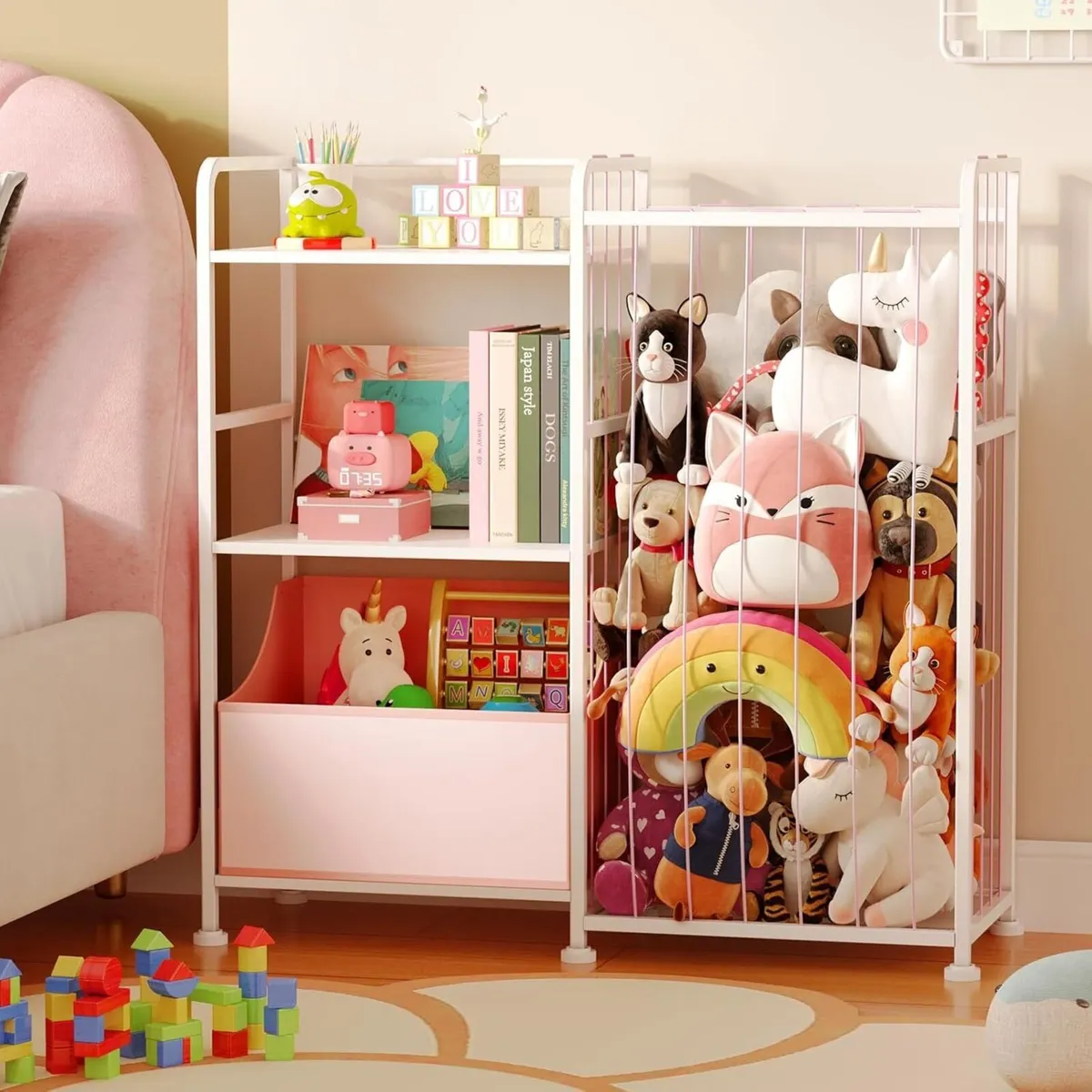 Animal Stuff Storage - 2-Tier White Bookshelf - Image 1