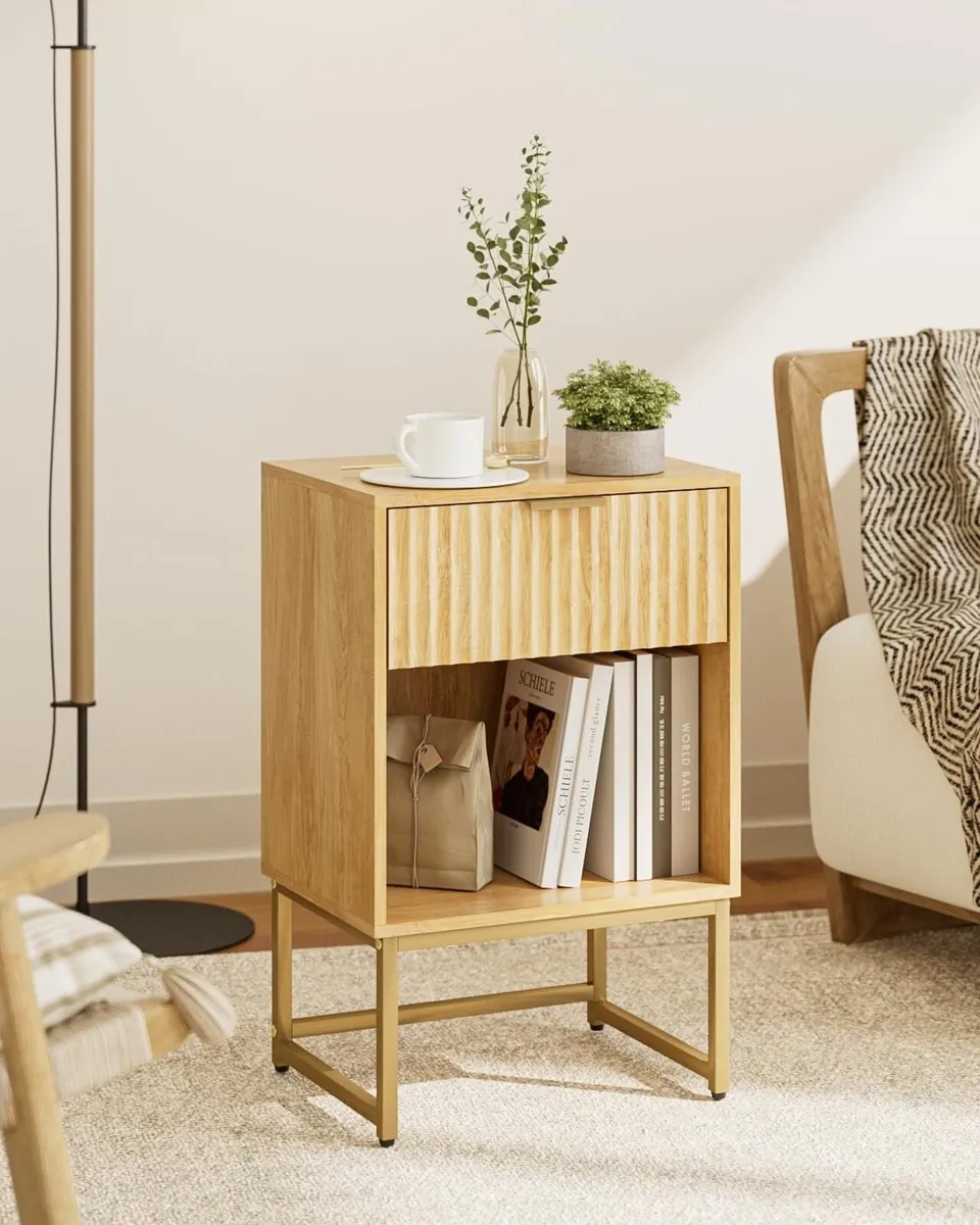 Bedside Table with Drawer 15.7 Wide Side and - Image 3