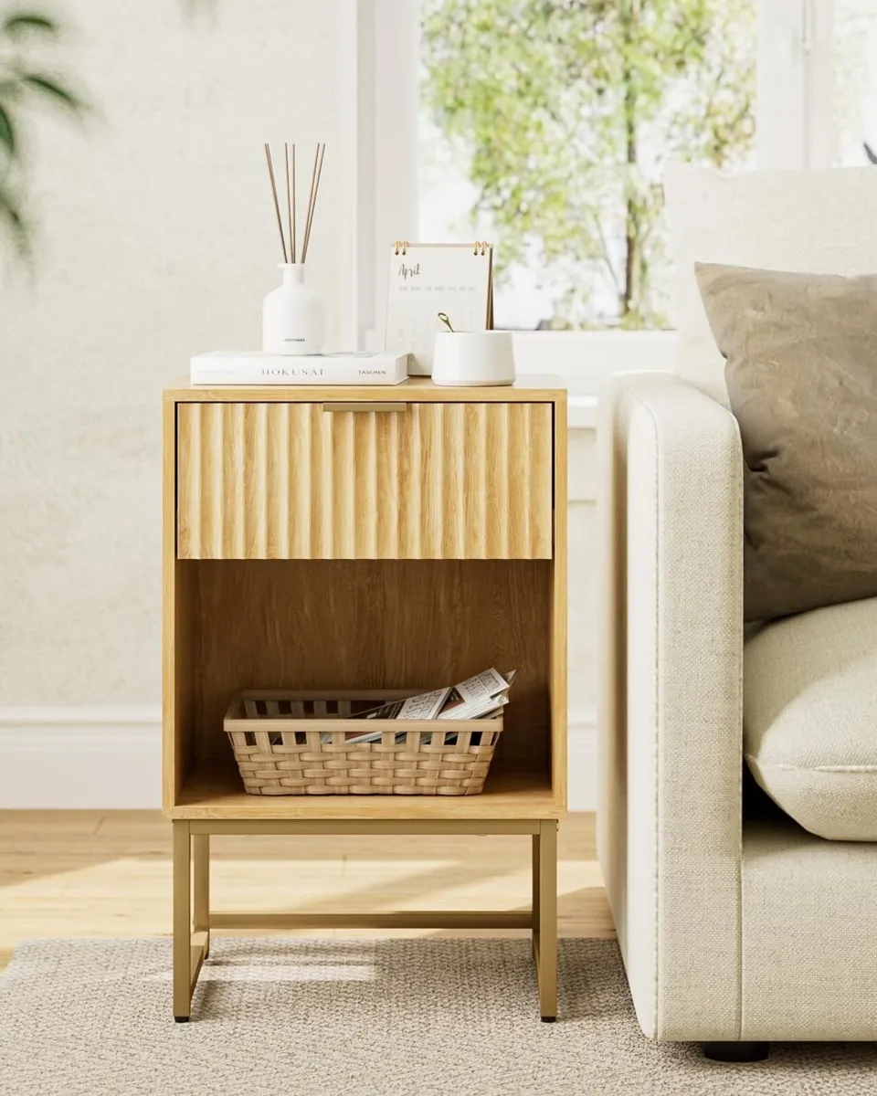 Bedside Table with Drawer 15.7 Wide Side and - Image 4