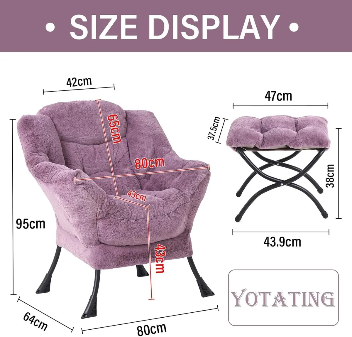 Comfy Armchair with Footstool Lazy Chair Ottoman - Image 3