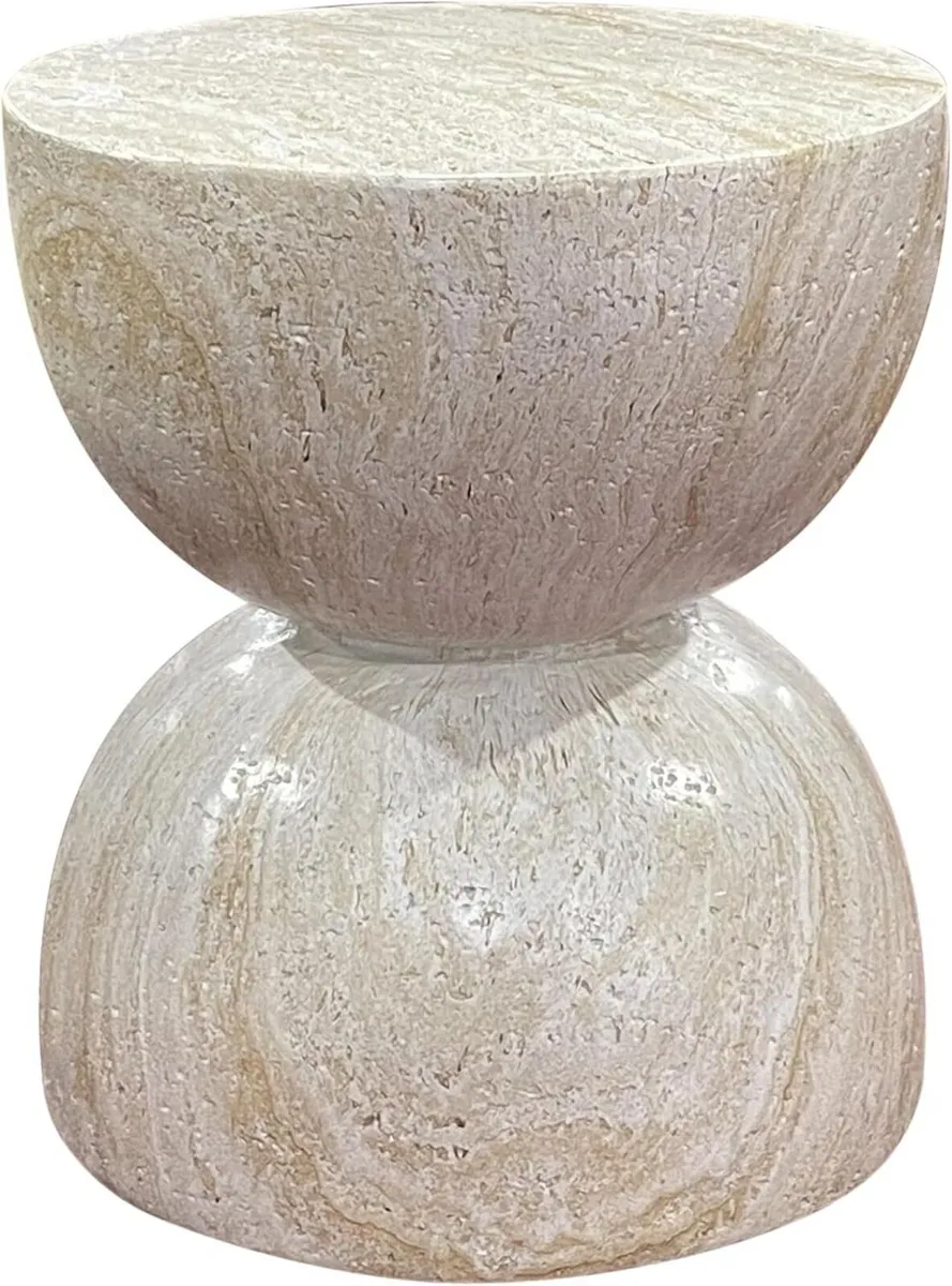 Fibre Stone Table 40cm Diameter Rounded Coffee - Image 1