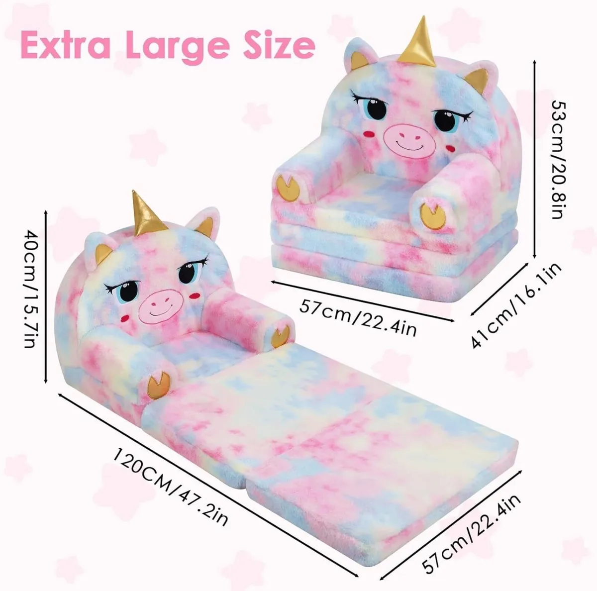 Kids Sofa Foldable Toddler Chair 2 in 1 Flip Out - Image 3