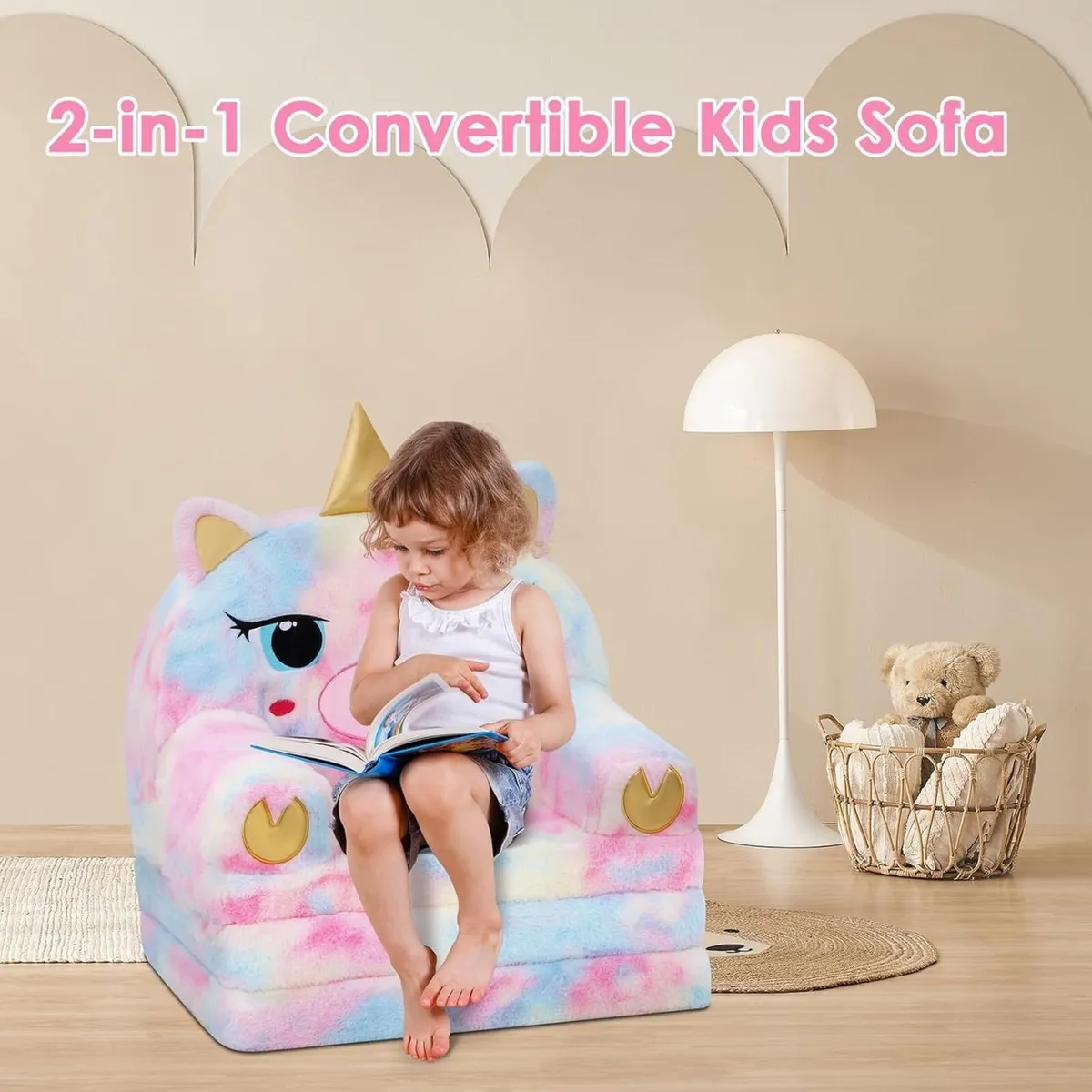 Kids Sofa Foldable Toddler Chair 2 in 1 Flip Out - Image 4