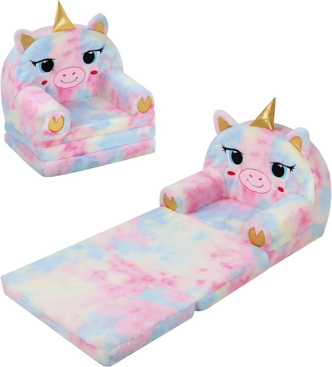 Kids Sofa Foldable Toddler Chair 2 in 1 Flip Out - Image 1