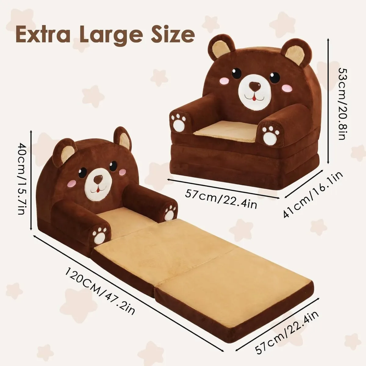 Kids Sofa Foldable Toddler Chair 2 in 1 Flip Out - Image 3