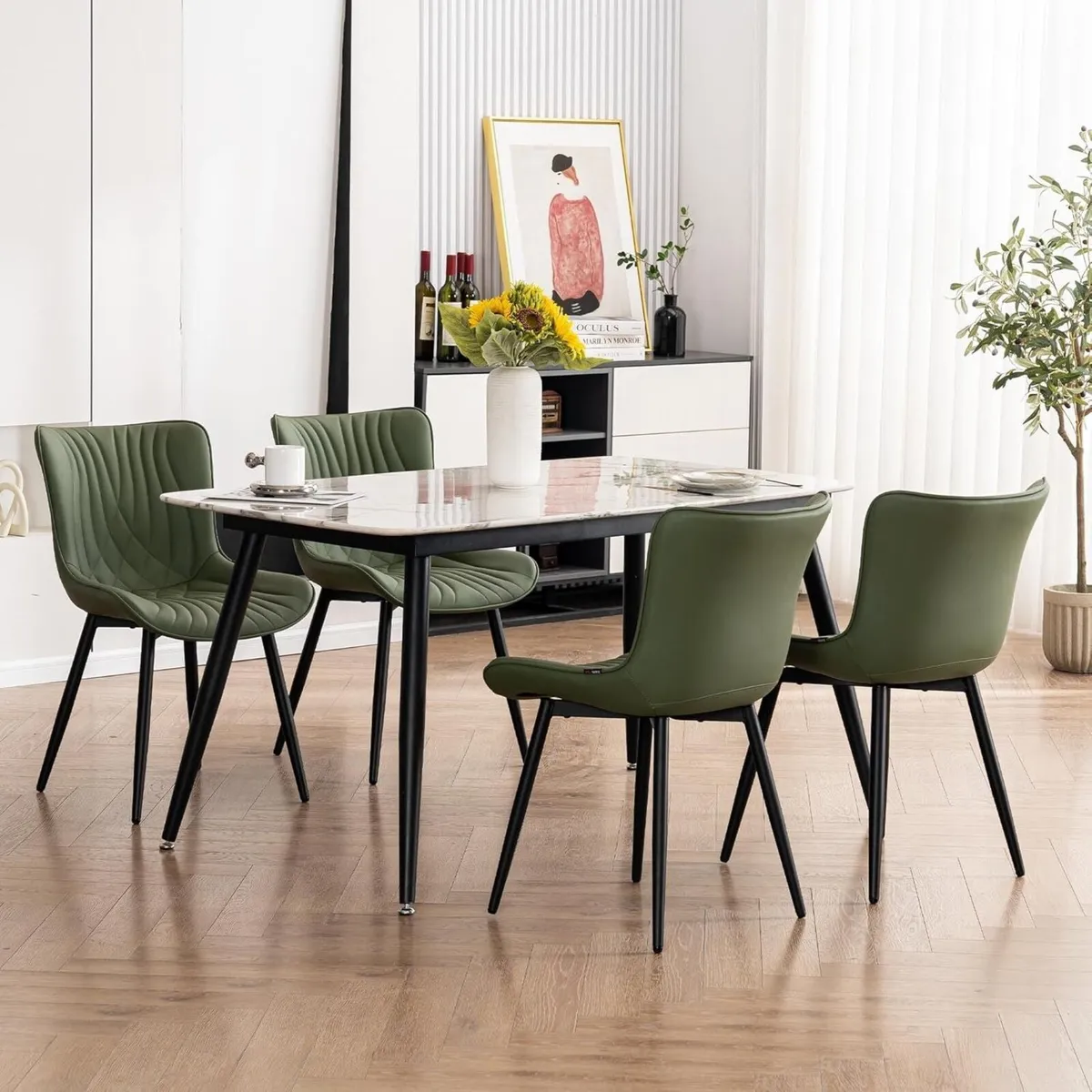 Dining Chairs Set of 2 Modern PU Leather Kitchen - Image 3