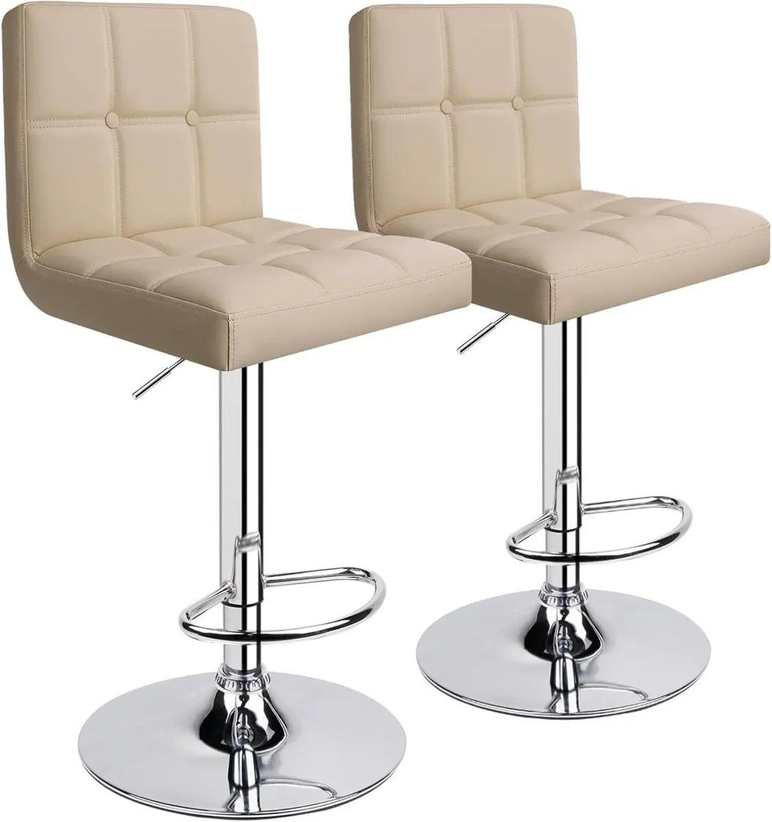 Bar Stools (2/Set) Adjustable Chairs Breakfast - Image 1