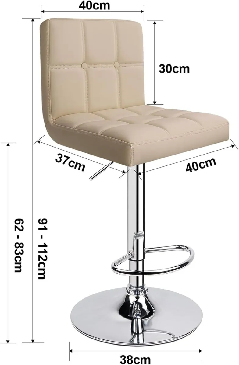 Bar Stools (2/Set) Adjustable Chairs Breakfast - Image 3