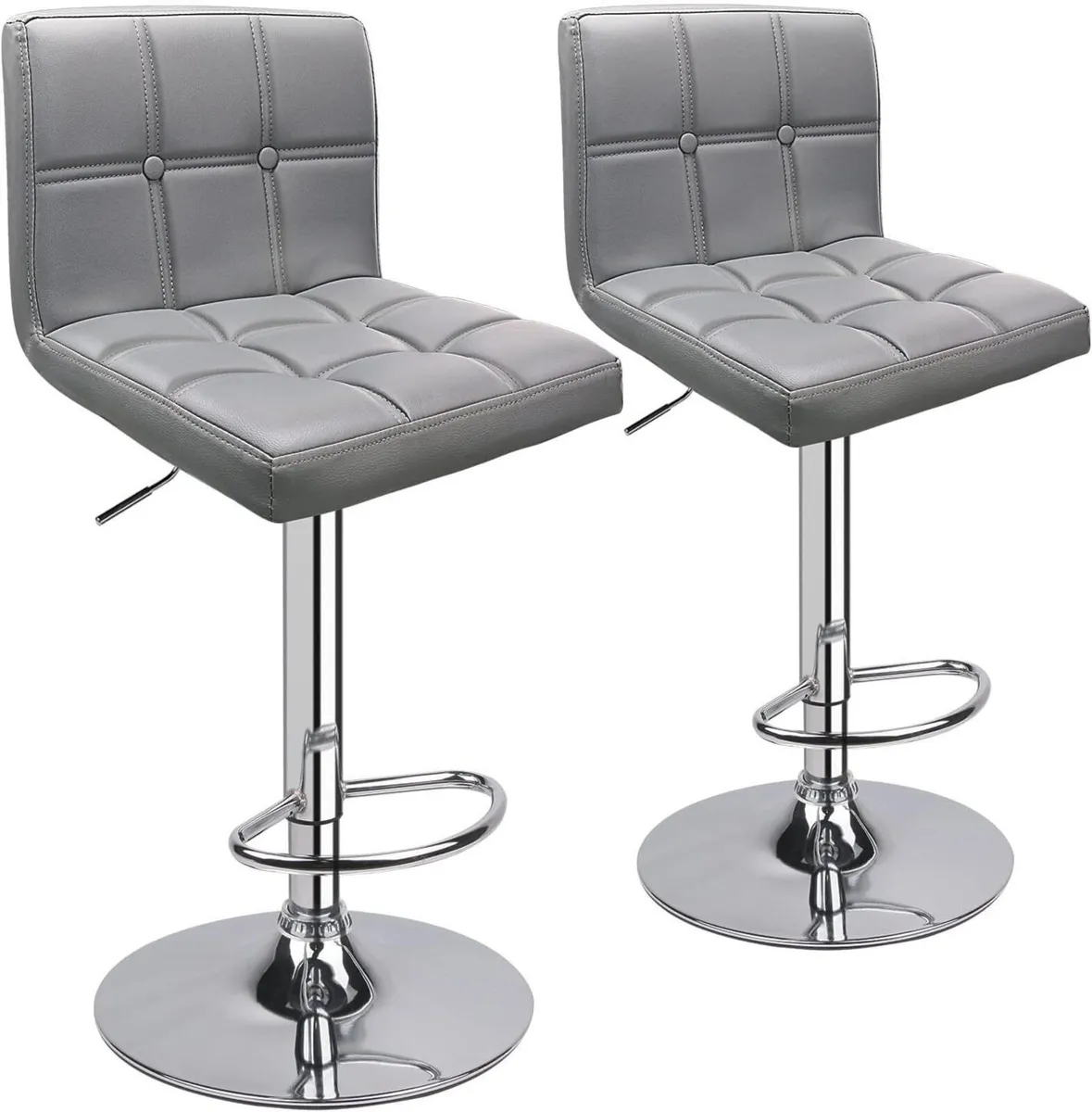 Bar Stools (2/Set) Adjustable Chairs Breakfast - Image 1