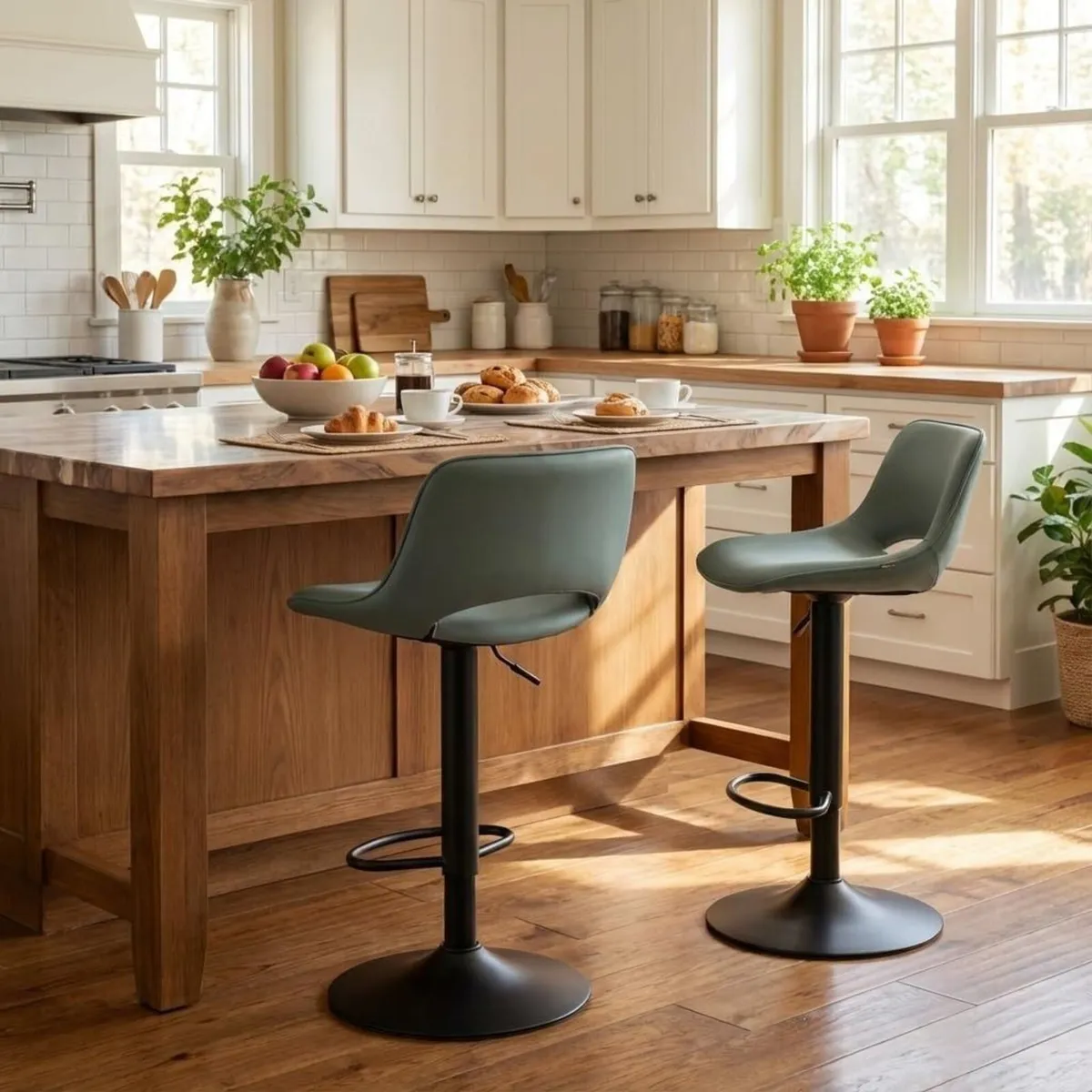 Bar Stools Set of 2 Modern Swivel Barstools - Image 4