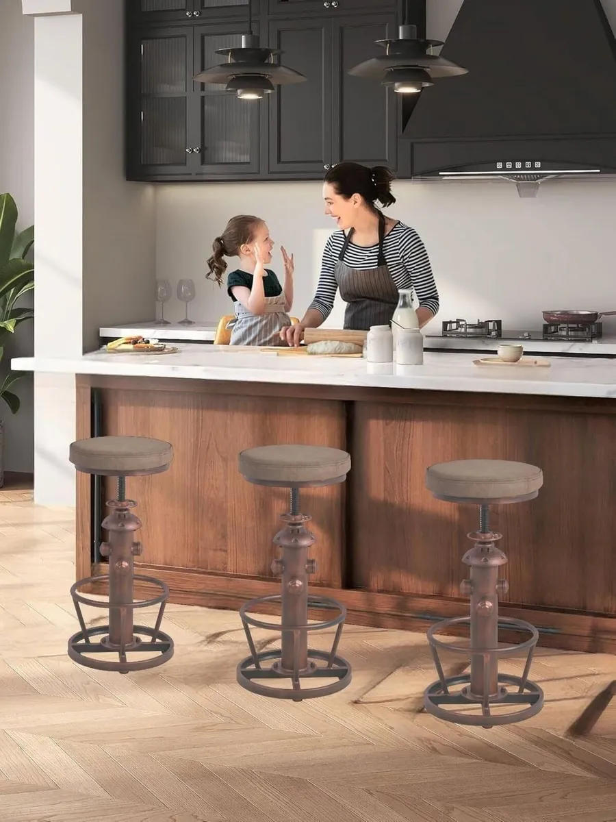 Vintage Swivel Bar Stools-Industrial Counter - Image 1