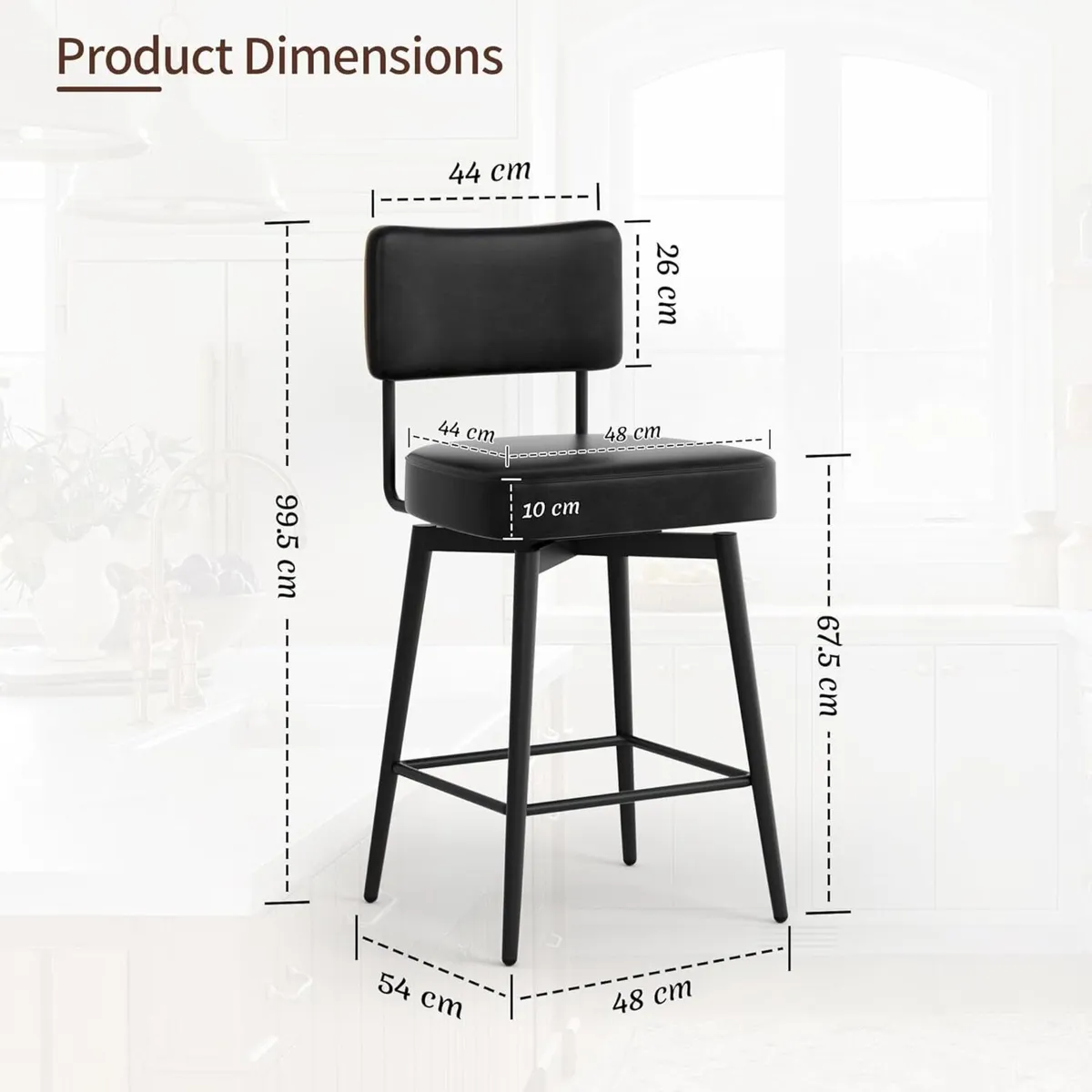 Bar Stools Set of 2 Swivel Breakfast Barstools - Image 2
