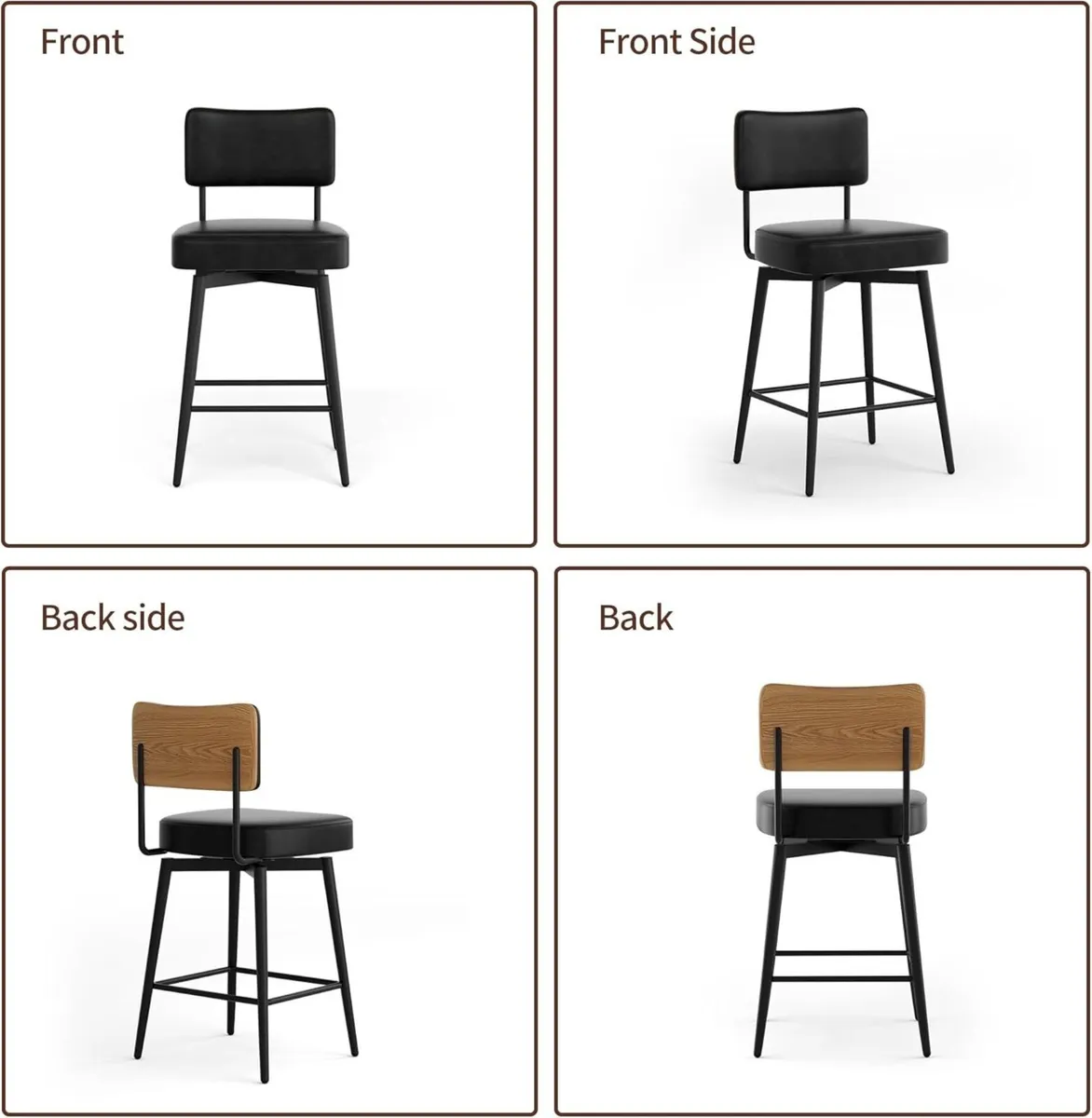 Bar Stools Set of 2 Swivel Breakfast Barstools - Image 4