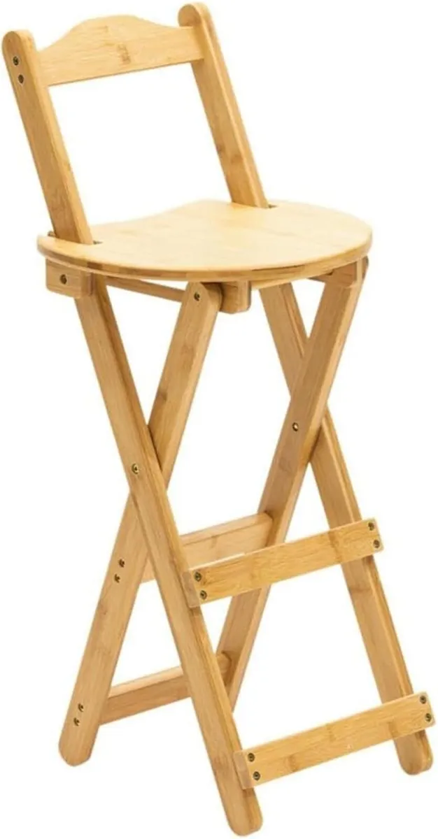 Folding Bar Stool Bamboo Counter Height Chairs - Image 1