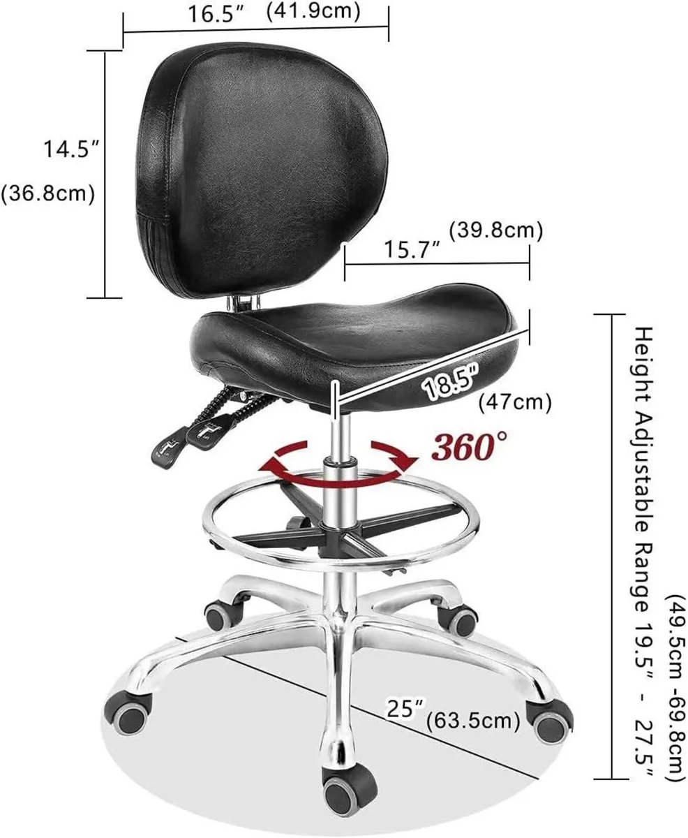 Grace Height Adjustable Rolling Swivel Stool - Image 3