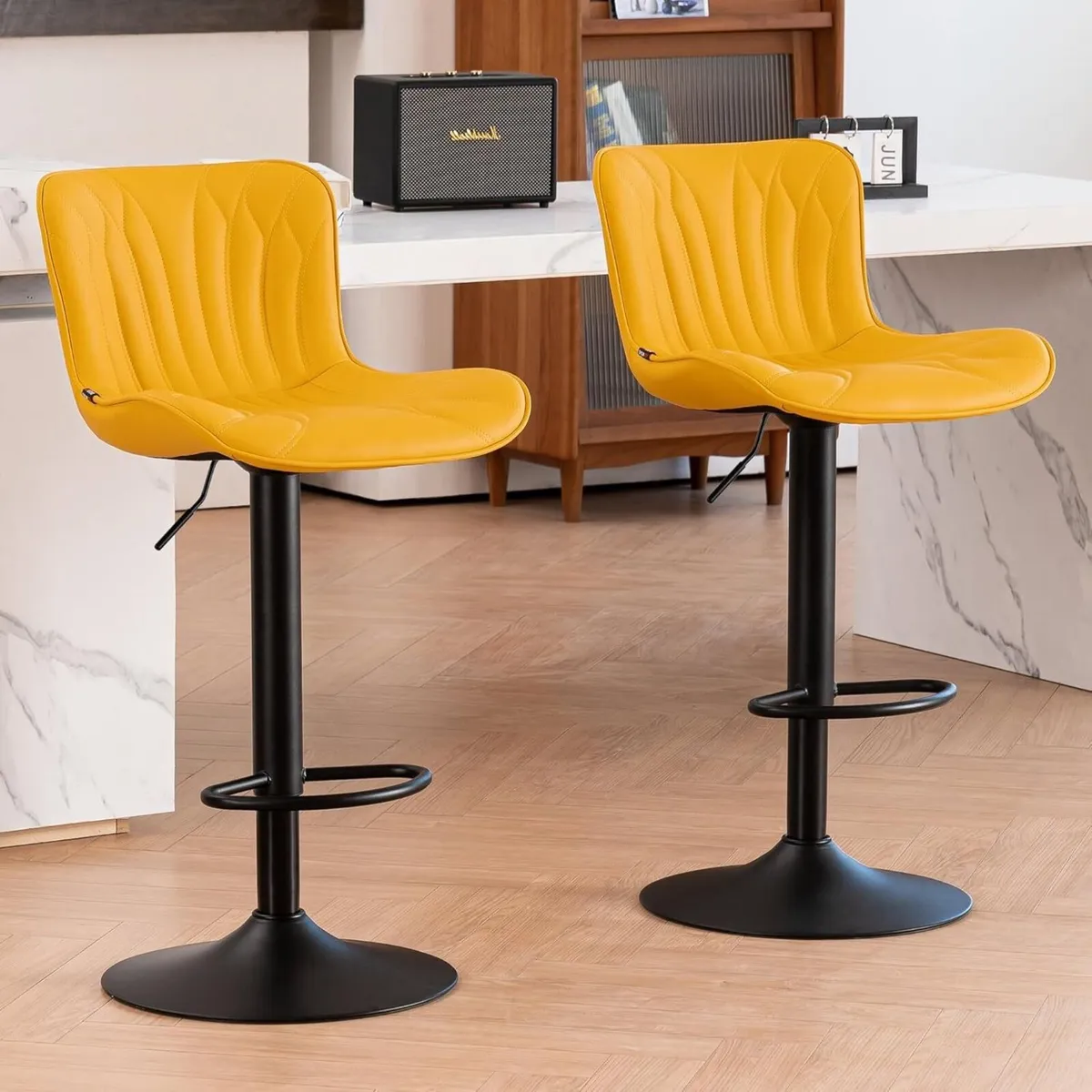 Bar Stools Set of 2 Breakfast Barstools Adjustable - Image 1