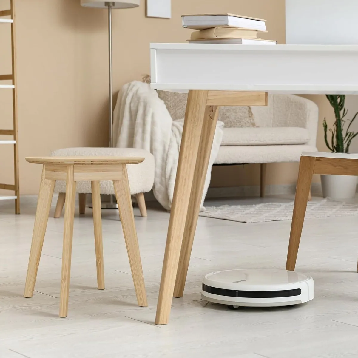 Bamboo Stool for Kitchen Hallway Bathroom HxWxD: - Image 2