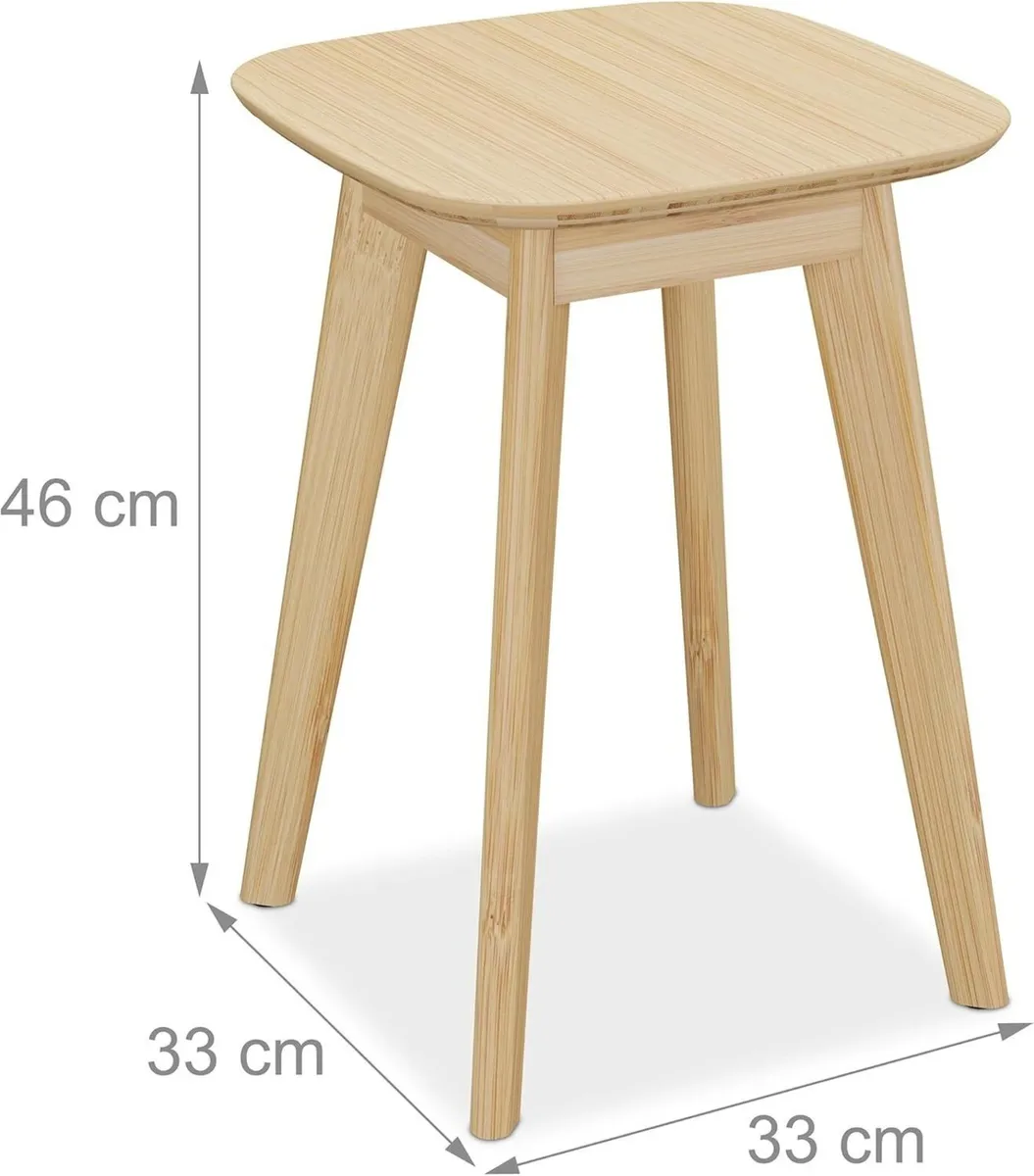 Bamboo Stool for Kitchen Hallway Bathroom HxWxD: - Image 3
