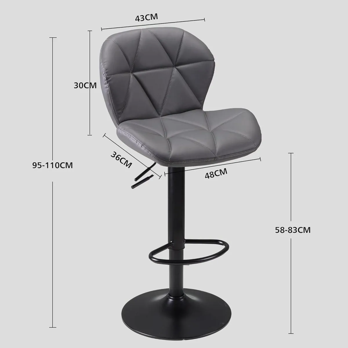 Bar Stools Set of 2 Chairs Modern Height Adjustabl - Image 3