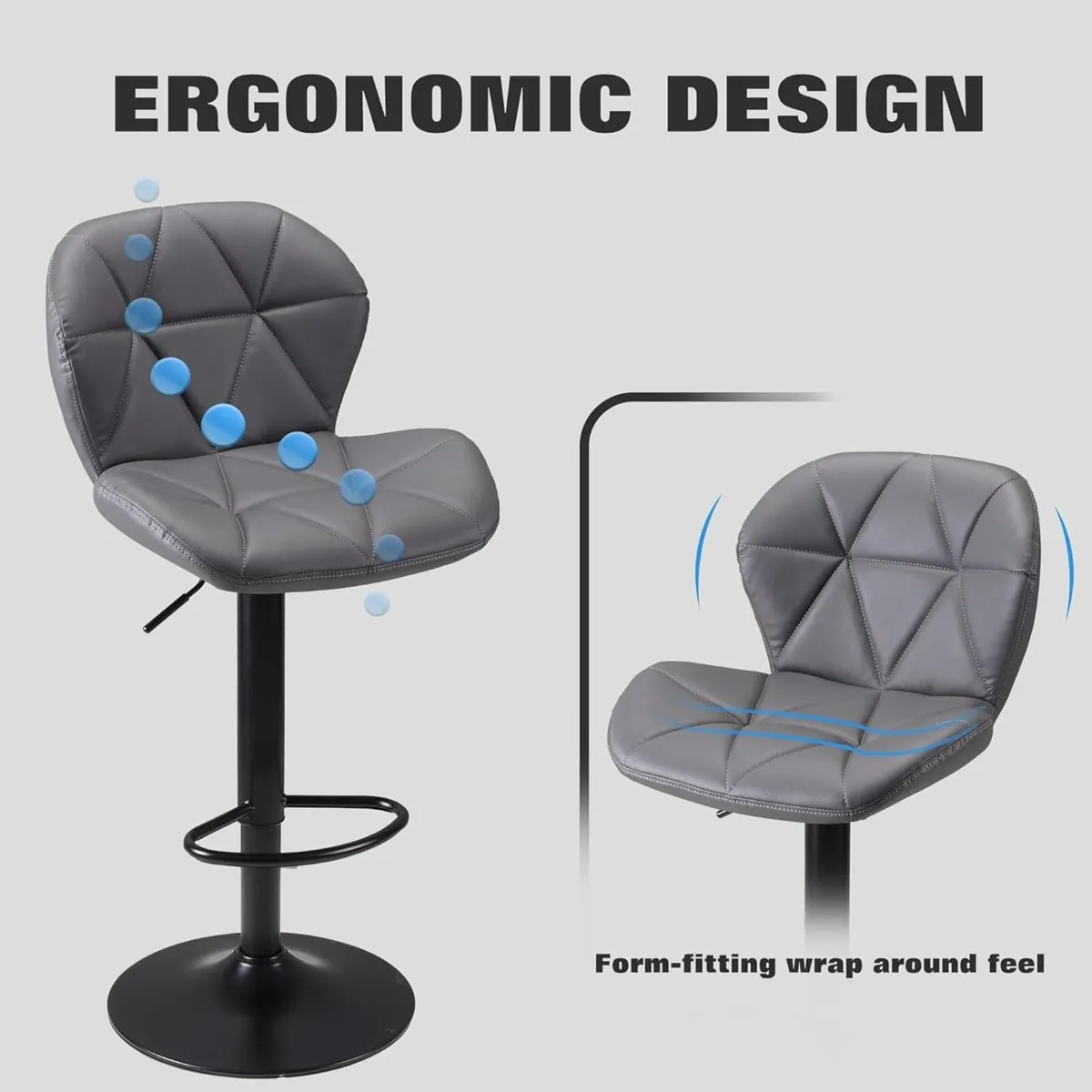 Bar Stools Set of 2 Chairs Modern Height Adjustabl - Image 4