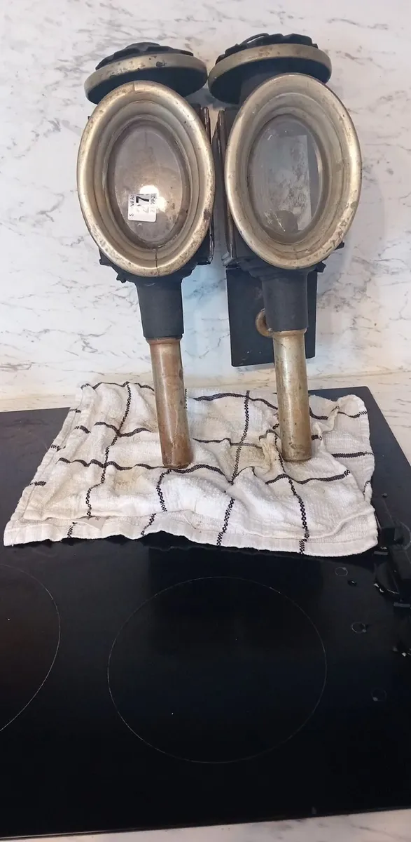 Antique brass coach lamps - Image 4