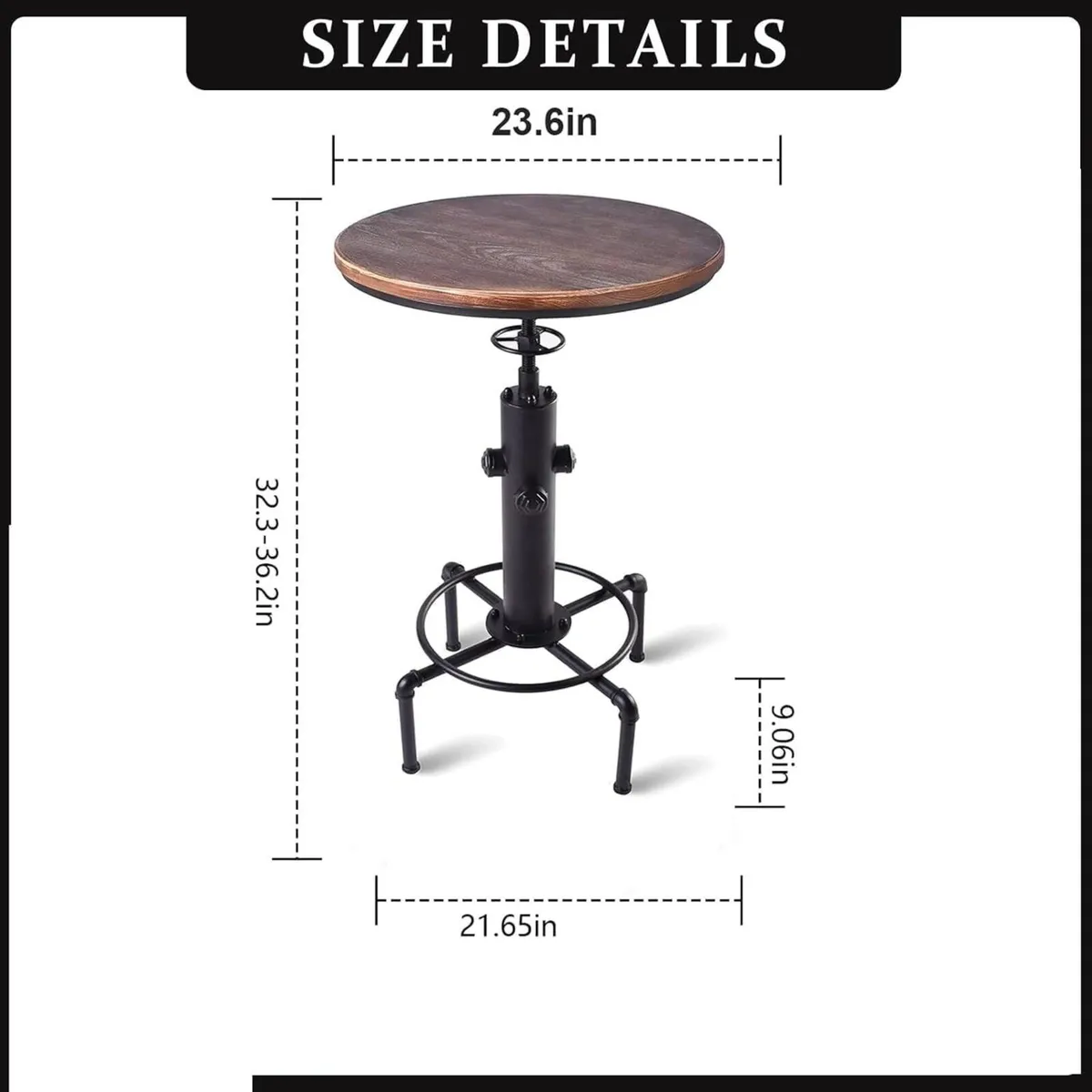 Industrial Bar Table 31.5-41.3 Adjustable Pub - Image 3