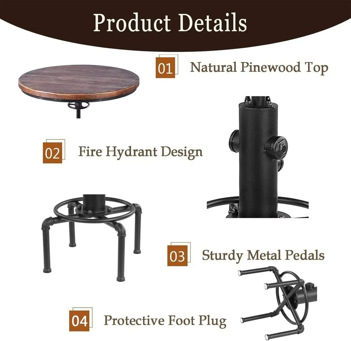 Industrial Bar Table 31.5-41.3 Adjustable Pub - Image 4