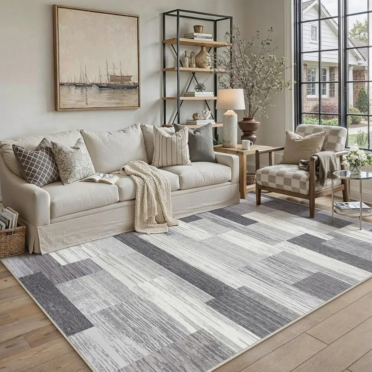 Grey Rugs Living Room Area Rug 160x230cm Bedroom - Image 1