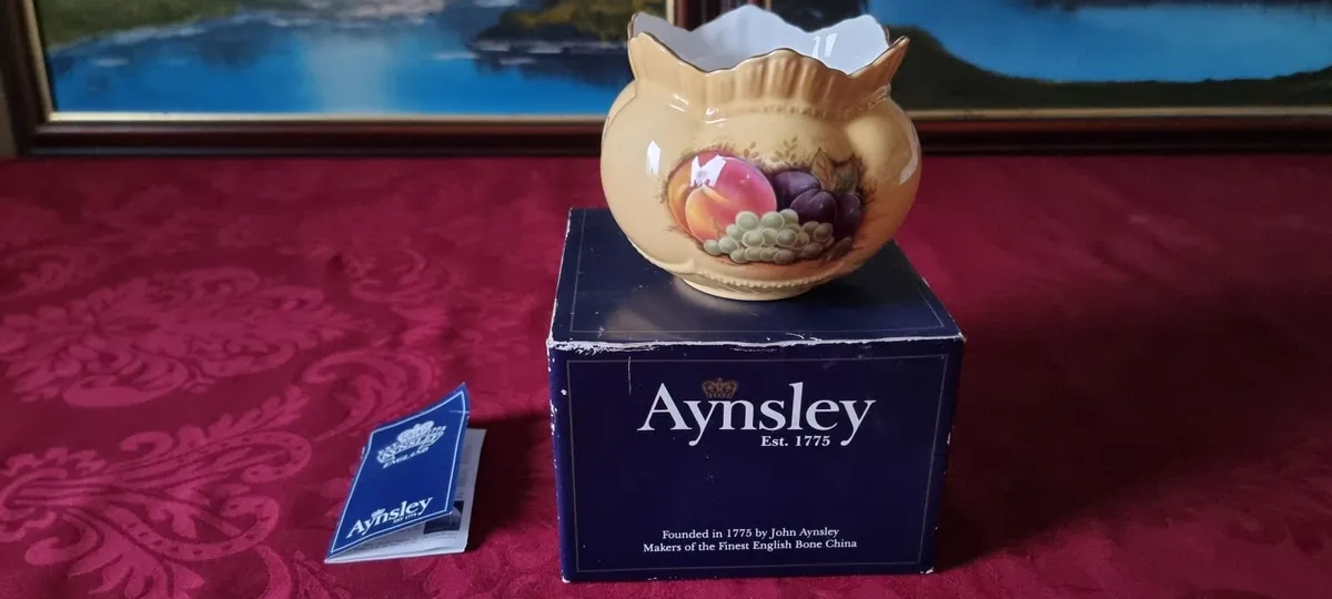 New In Box Aynsley Orchard Gold Windsor Rose Bowl - Image 2