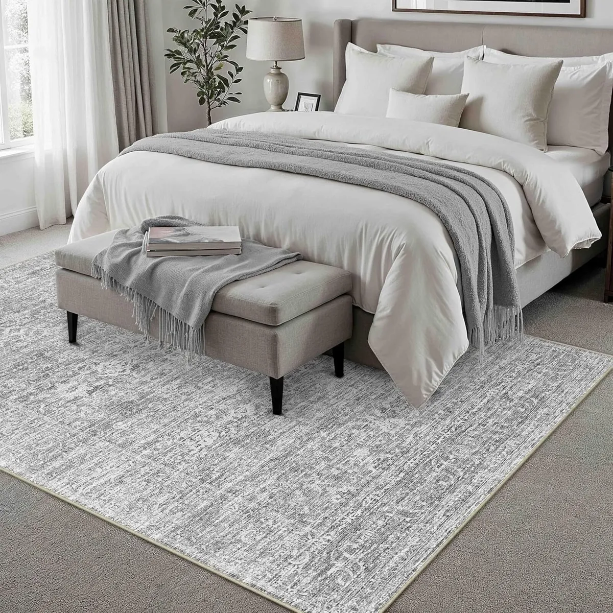 Vintage Grey Rugs Living Room Large 200x300cm - Image 3
