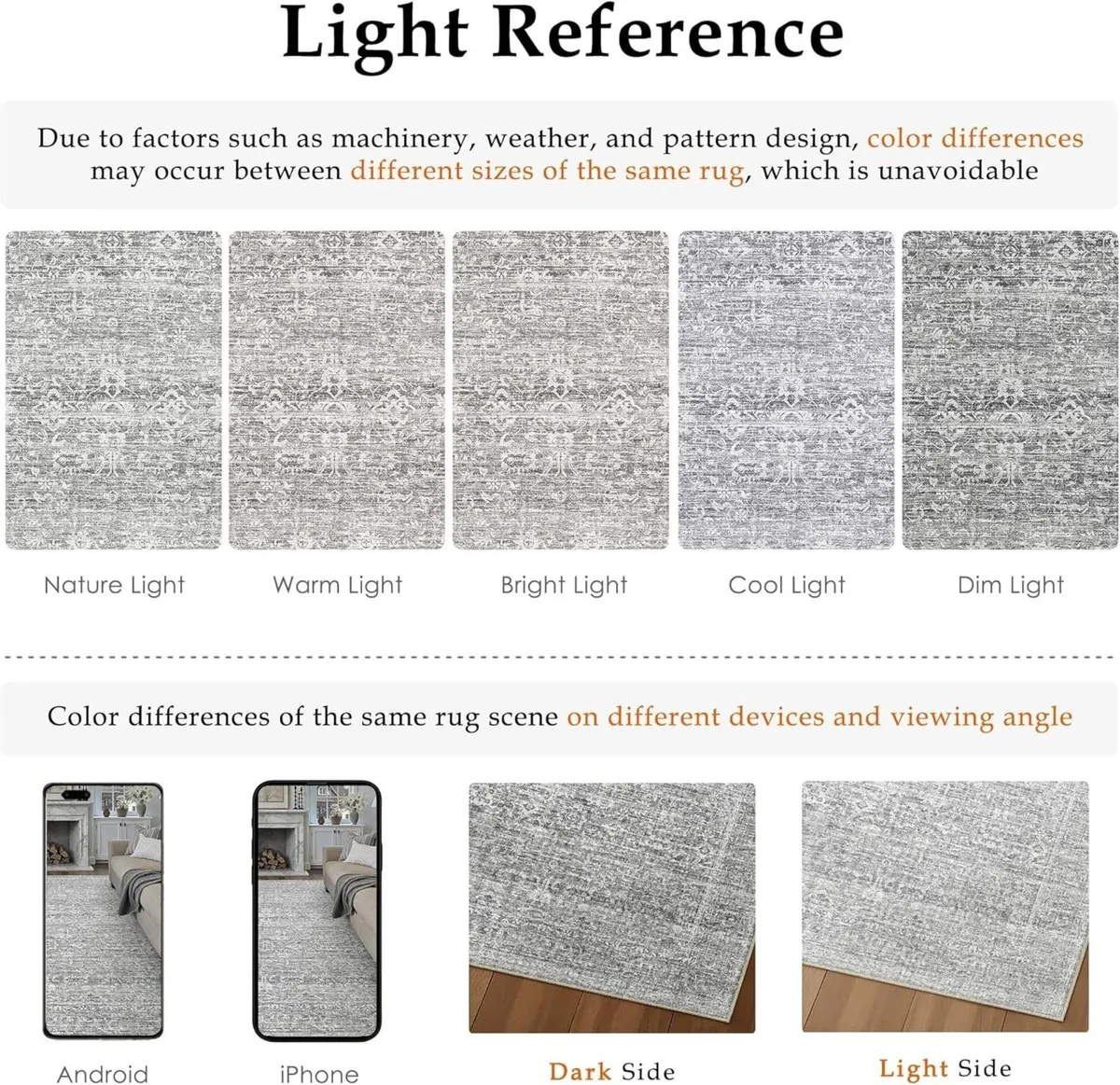 Vintage Grey Rugs Living Room Large 200x300cm - Image 2