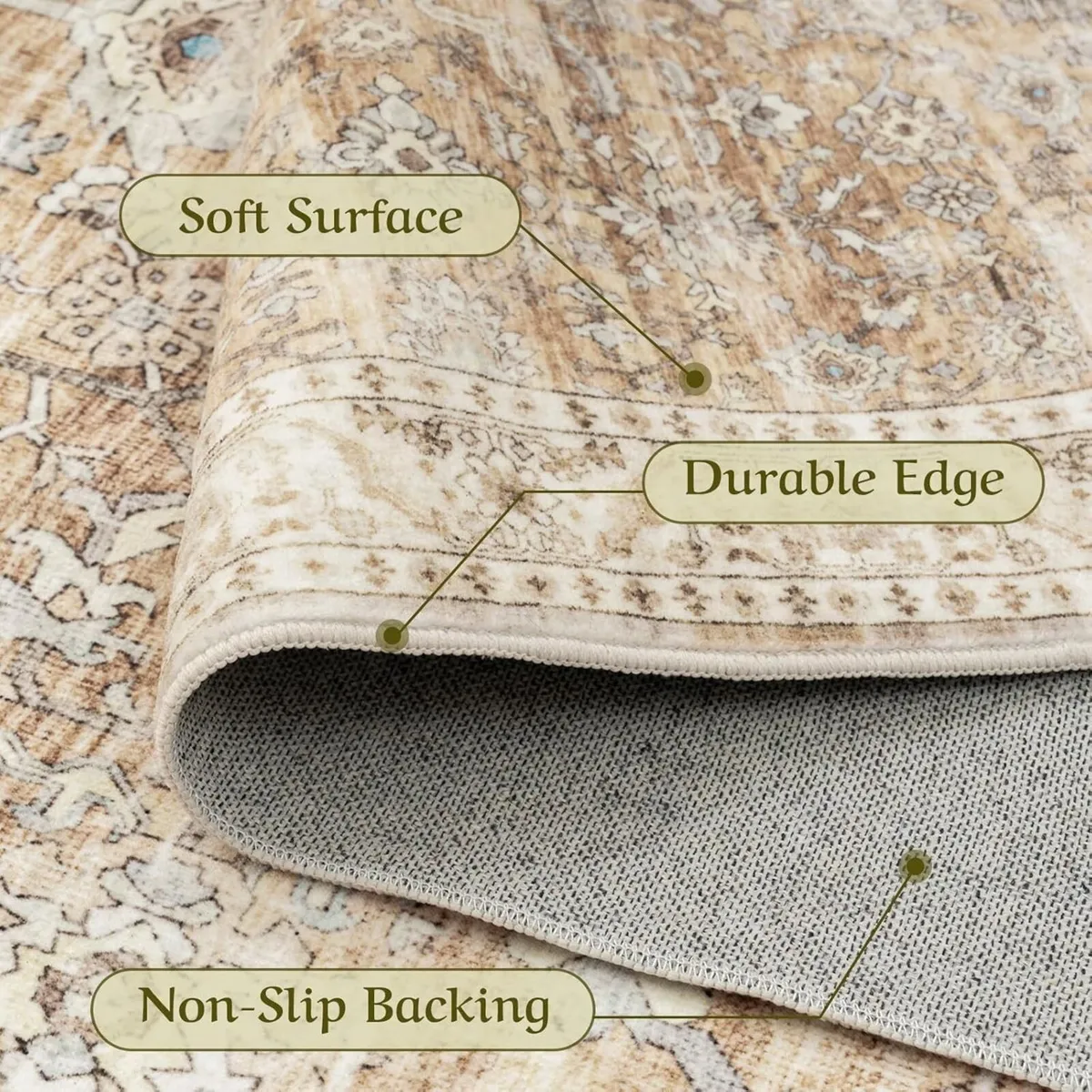 Vintage Area Rug for Living Room - Machine - Image 4